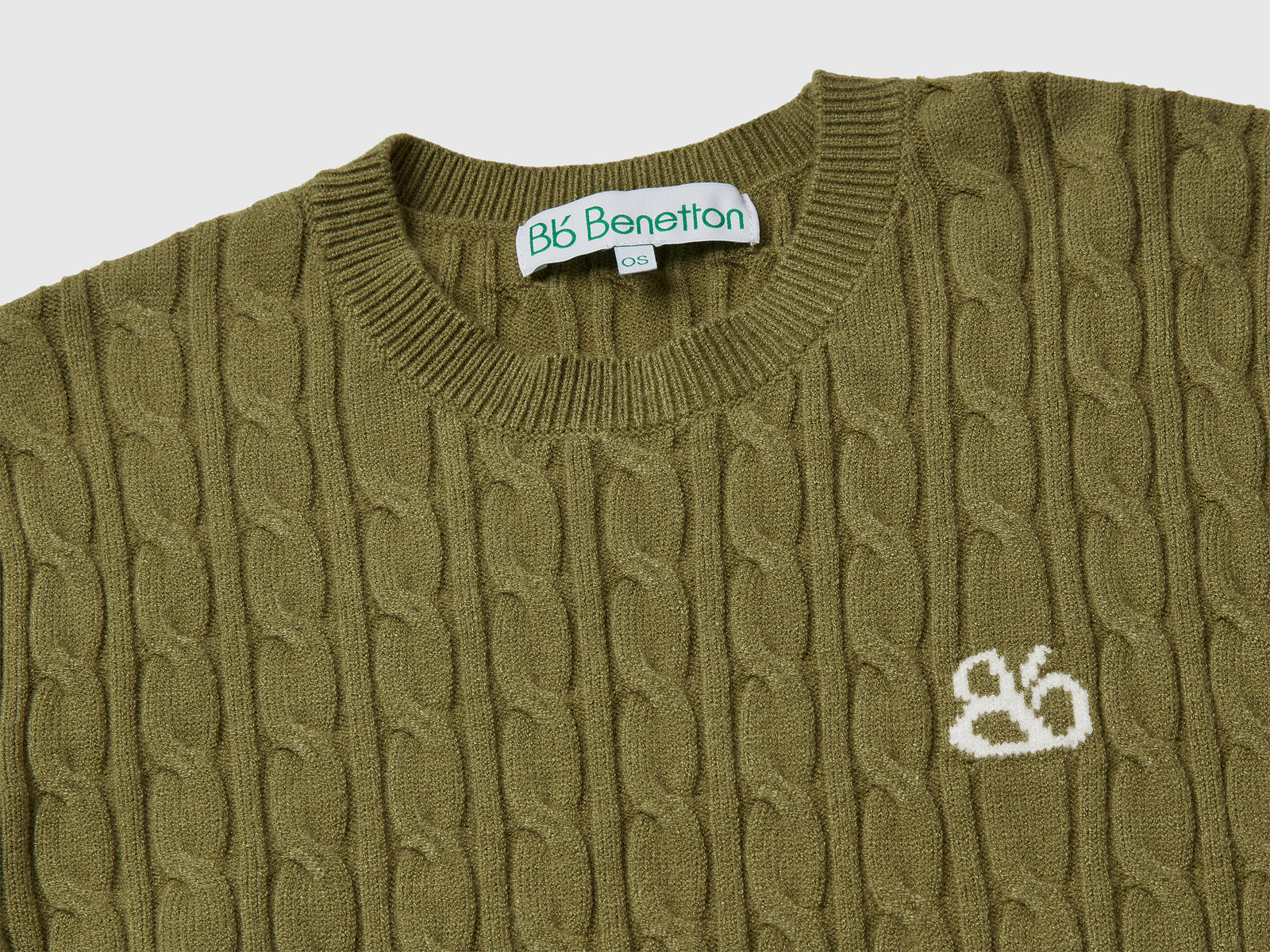 Maglione con trecce da donna verde oliva 3 | Benetton Outlet