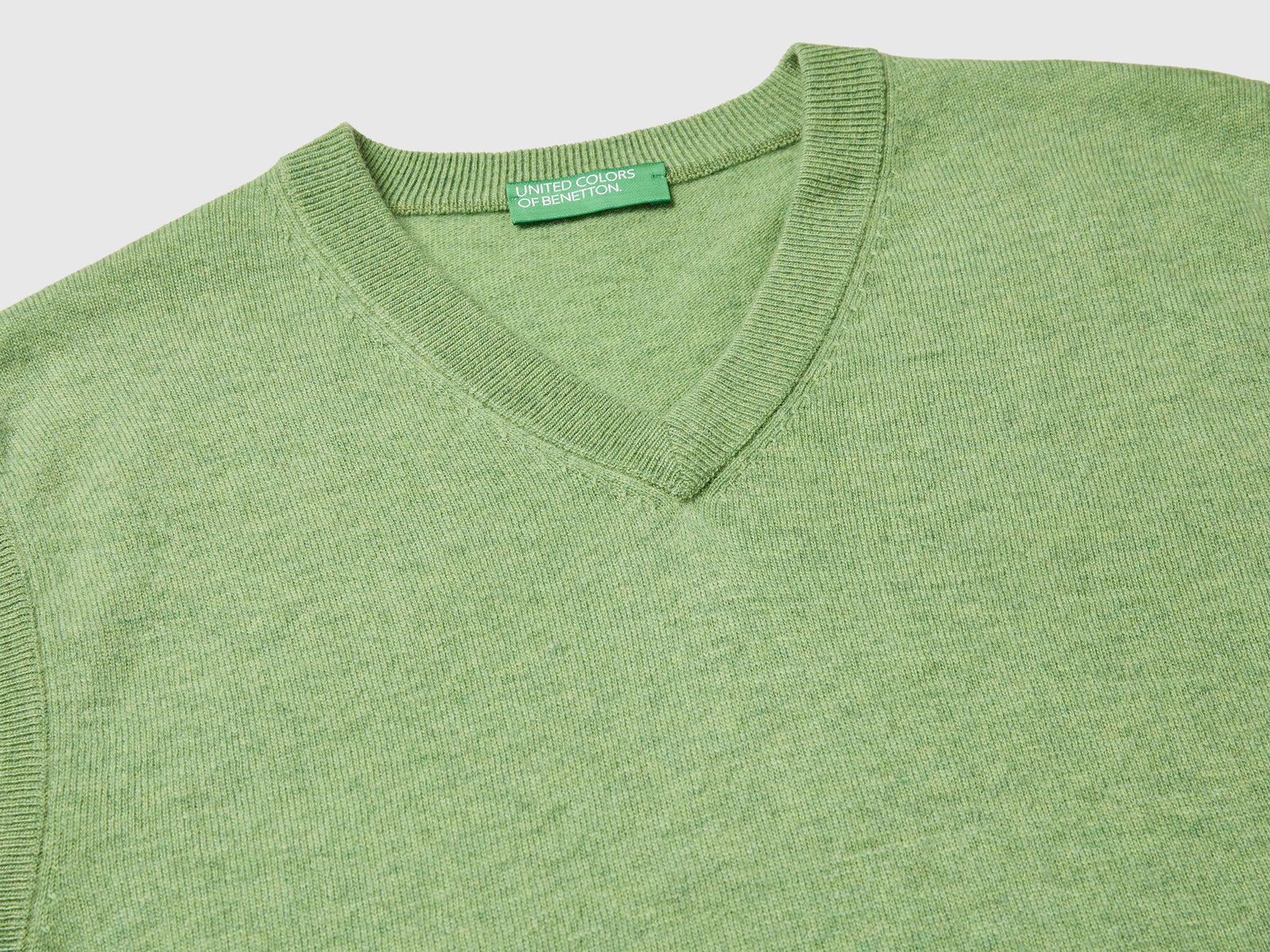 Gilet mélange in pura lana Merino da uomo verde chiaro 3 | Benetton Outlet