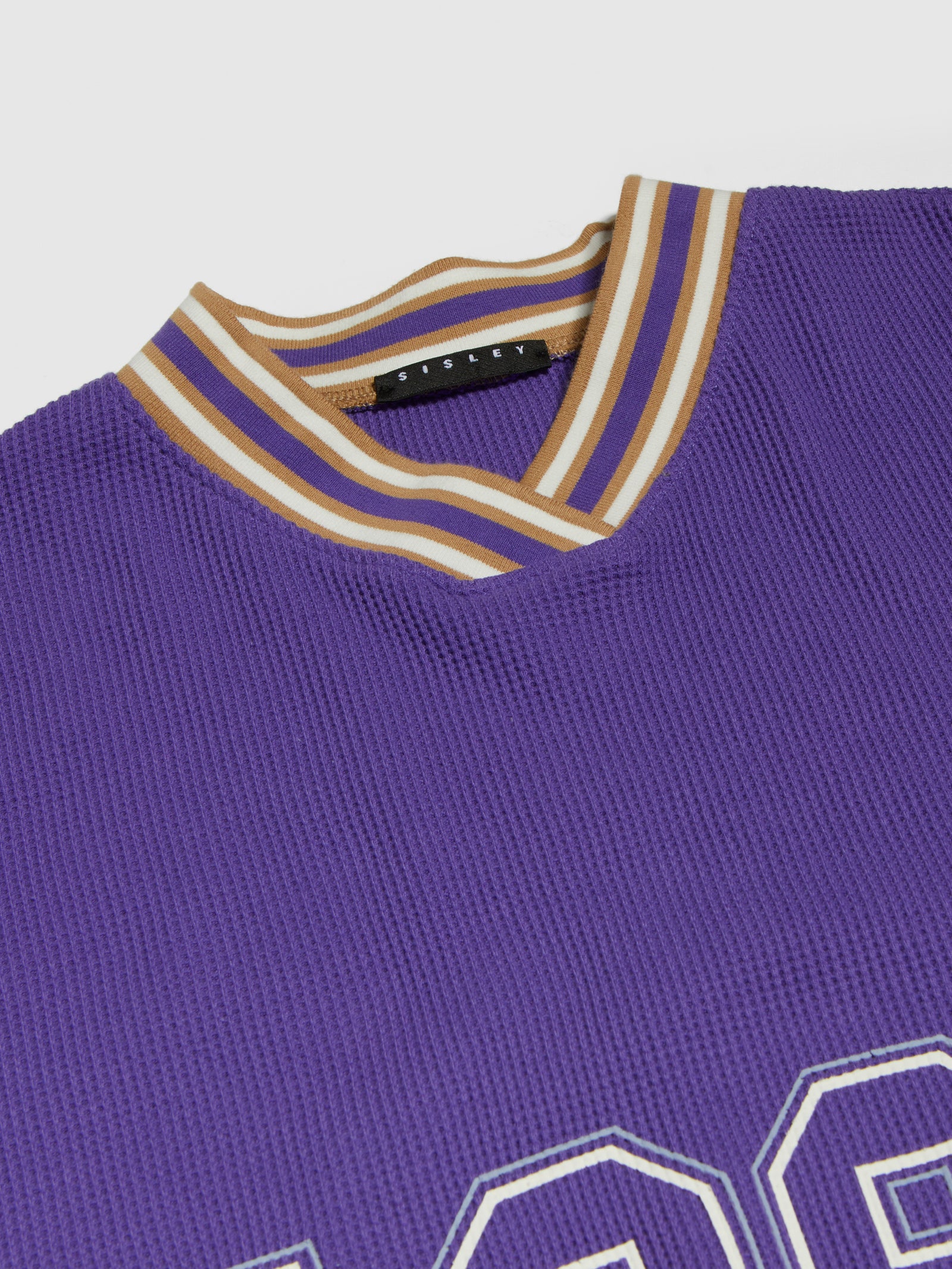 T-shirt con collo rigato e stampa da bambina viola 2 | Sisley young Outlet