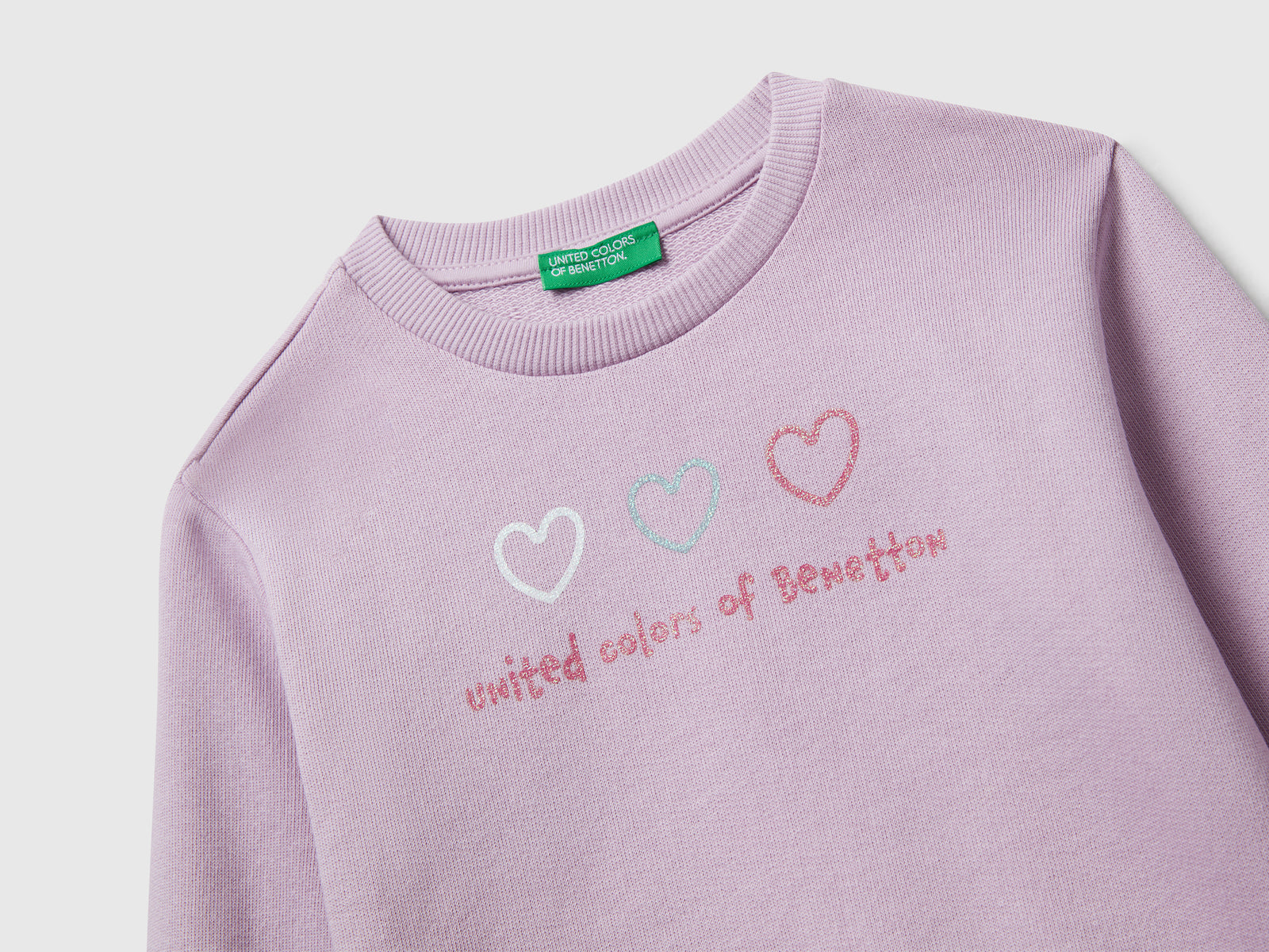 Felpa con stampa glitter da bimba lavanda 3 | Benetton Outlet