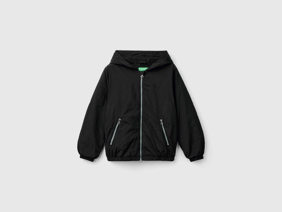 Nylon jacket with hood