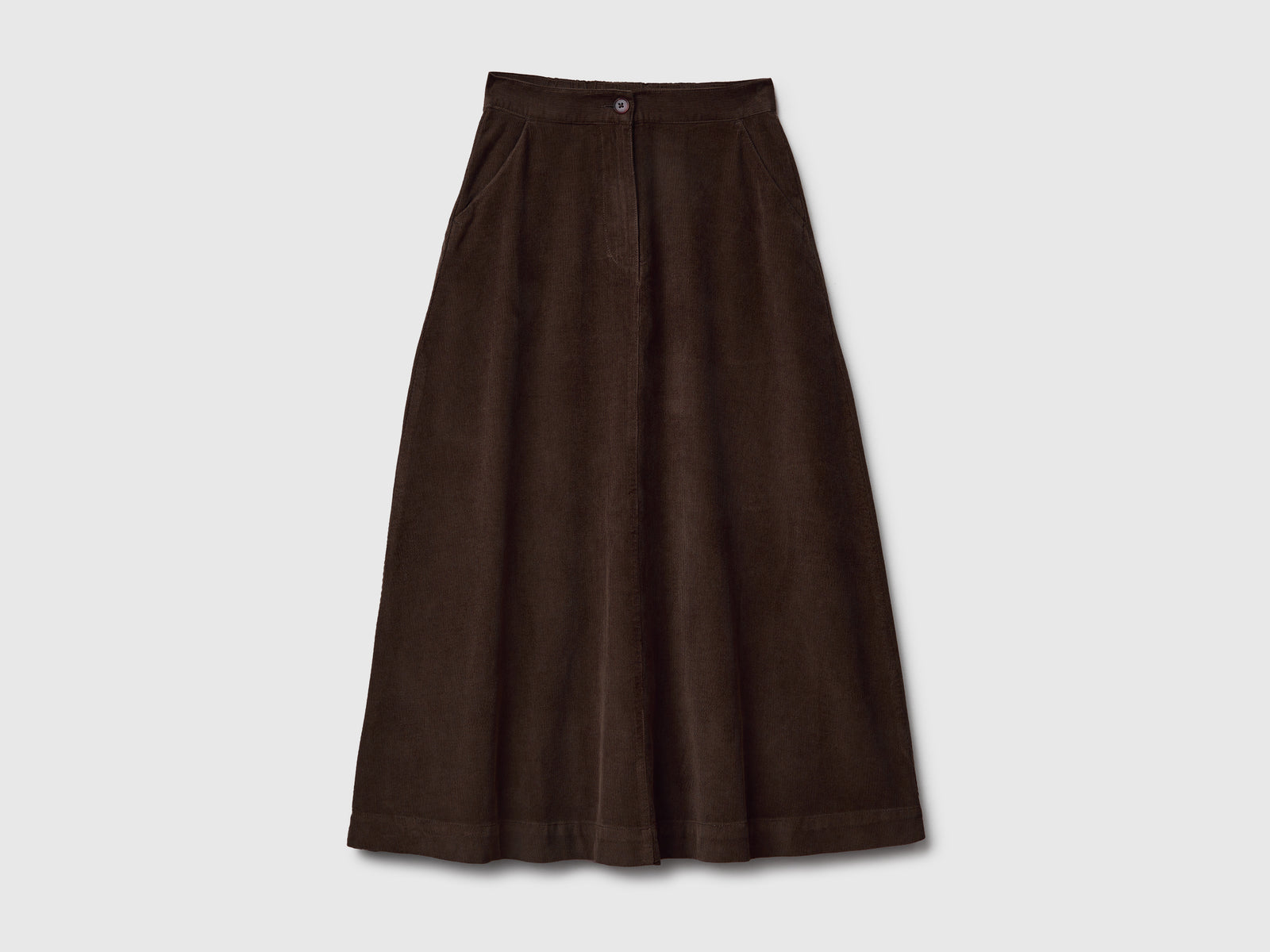 Gonna midi in velluto da donna marrone scuro | Benetton Outlet