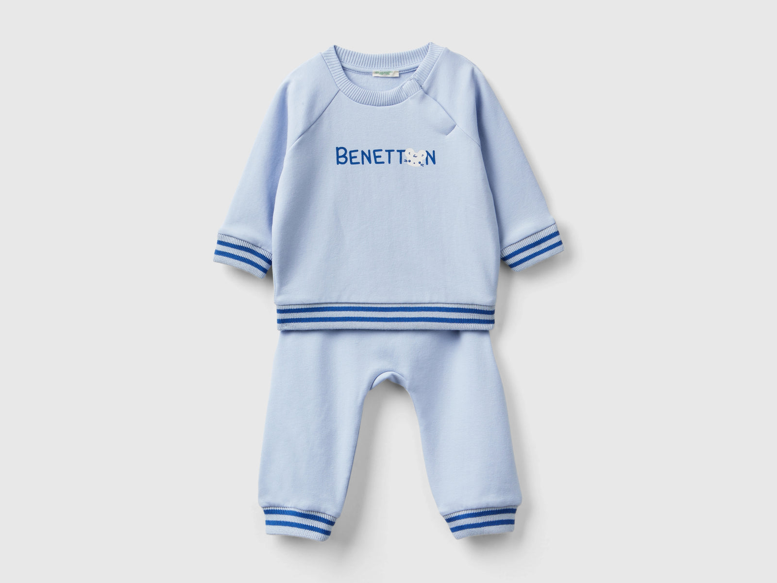 Completino in felpa leggera da neonato celeste | Benetton Outlet