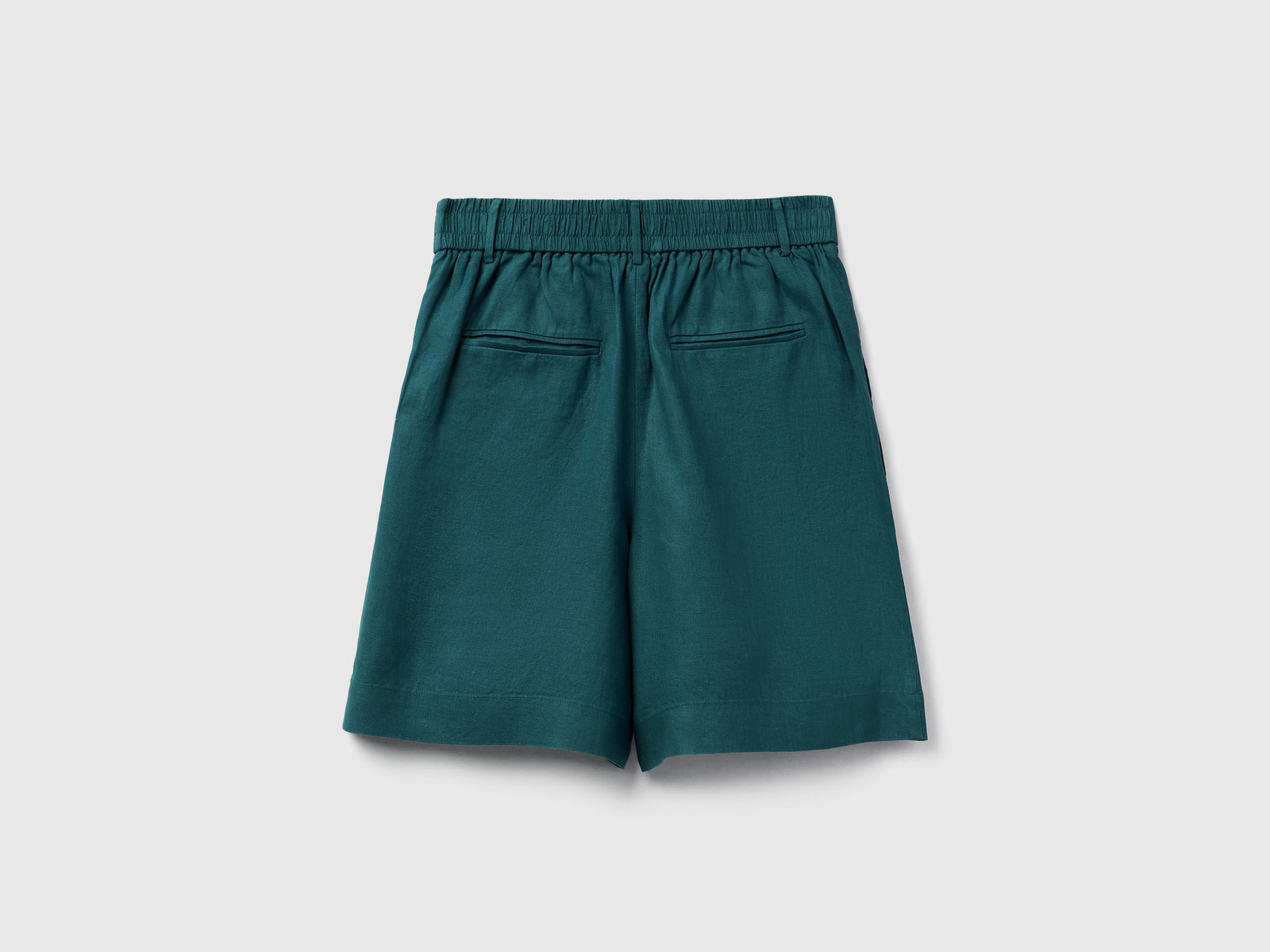 Bermuda 100% lino da donna verde scuro 2 | Benetton Outlet