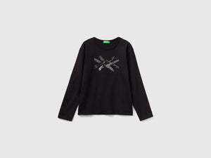 T-shirt in caldo cotone bio con paillettes