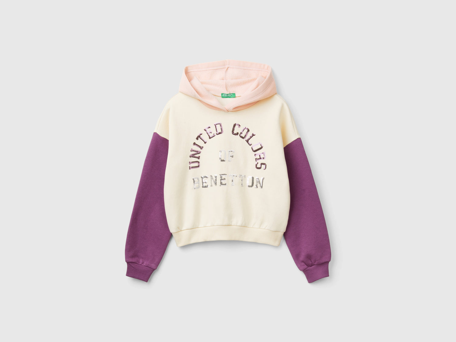 Felpa con cappuccio e paillettes da bambina multi-color | Benetton Outlet