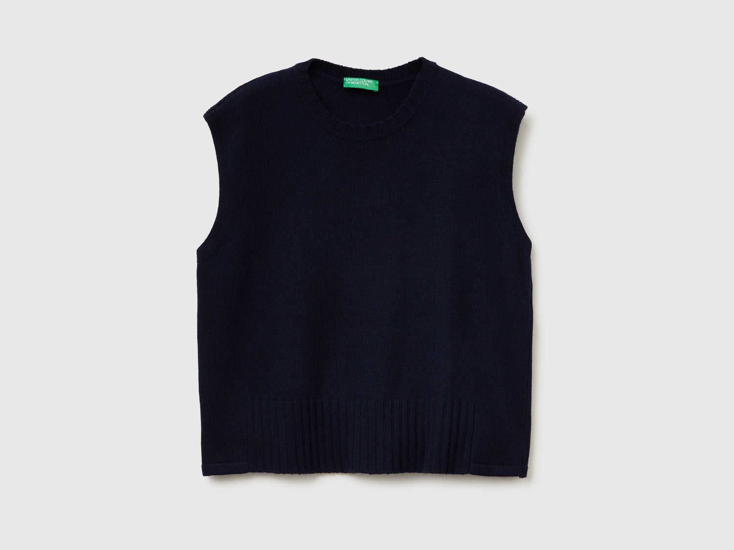 Gilet in misto lana e viscosa da donna blu scuro | Benetton Outlet