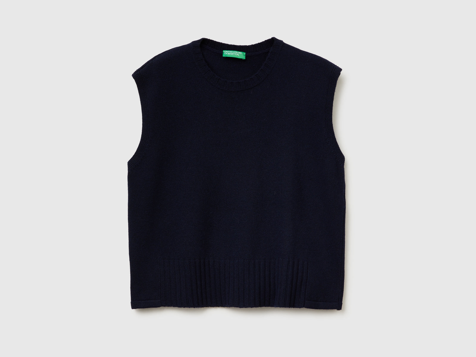 Gilet in misto lana e viscosa da donna blu scuro | Benetton Outlet