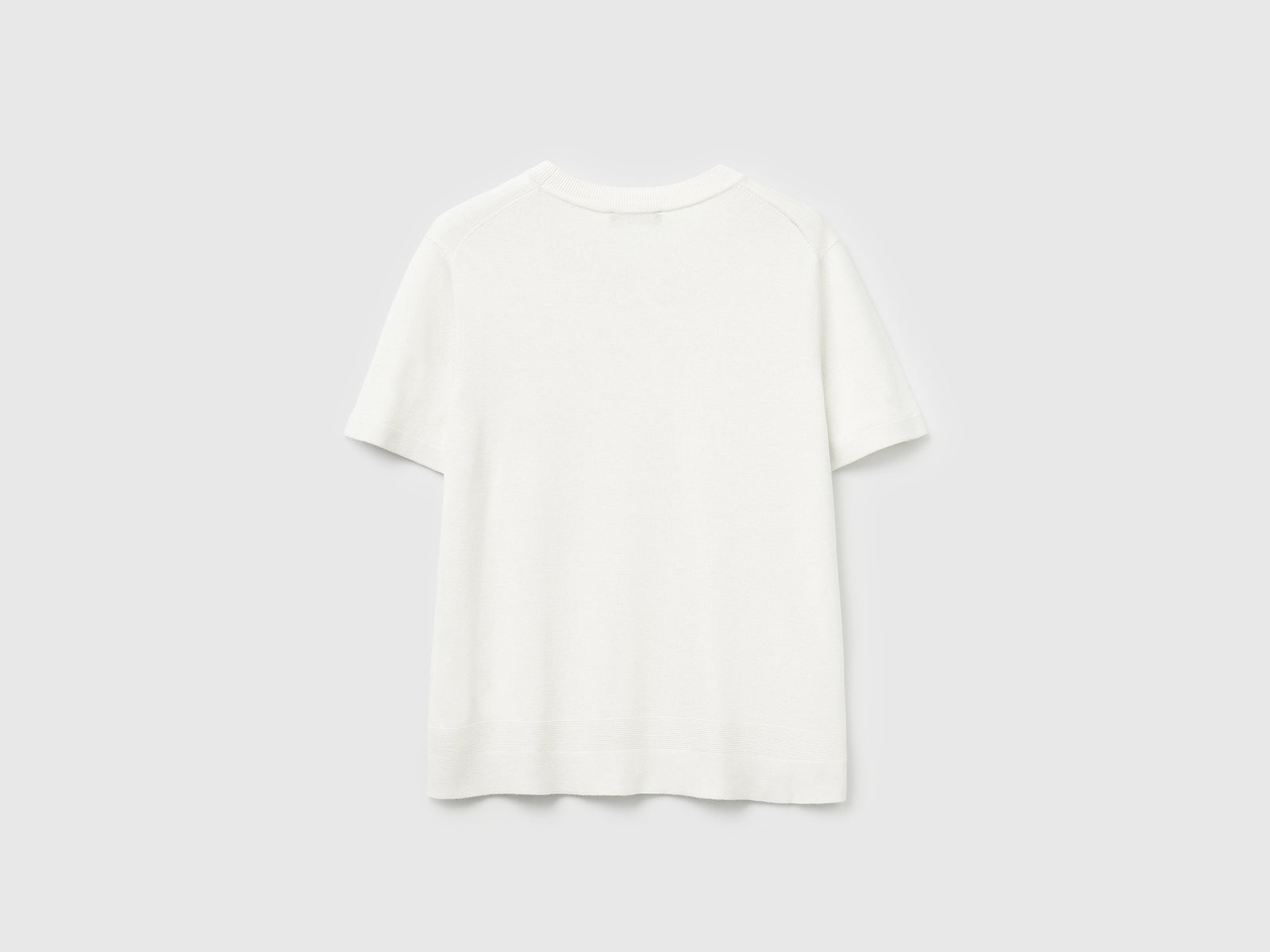Maglia manica corta in misto seta da donna bianco panna 2 | Benetton Outlet
