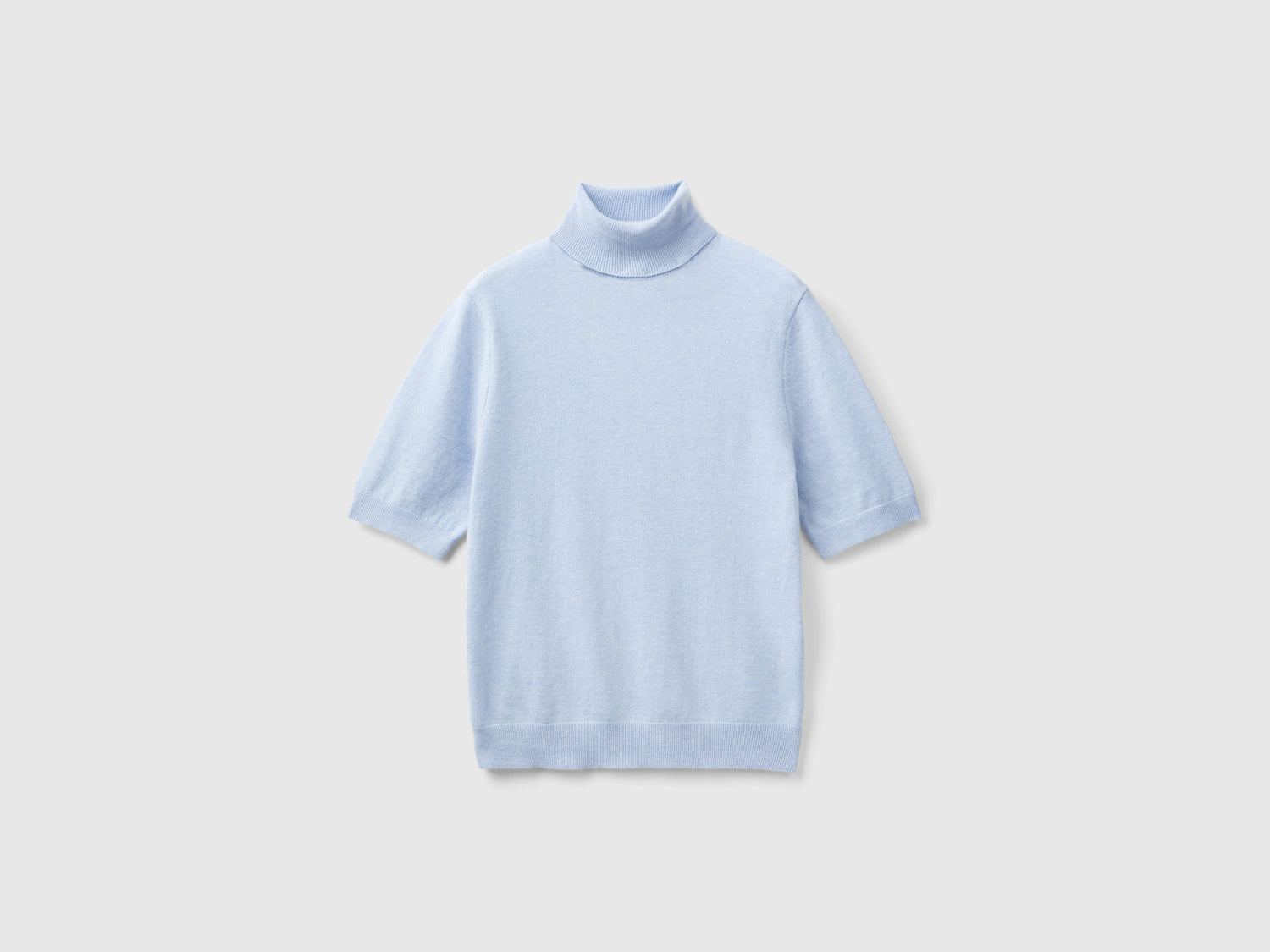 Dolcevita carta da zucchero a manica corta in misto cashmere da donna azzurro | Benetton Outlet