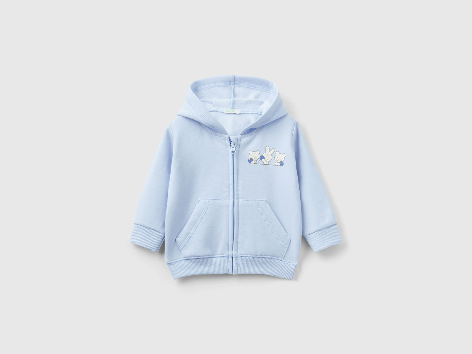 Calda felpa con stampa animaletti da neonato celeste | Benetton Outlet
