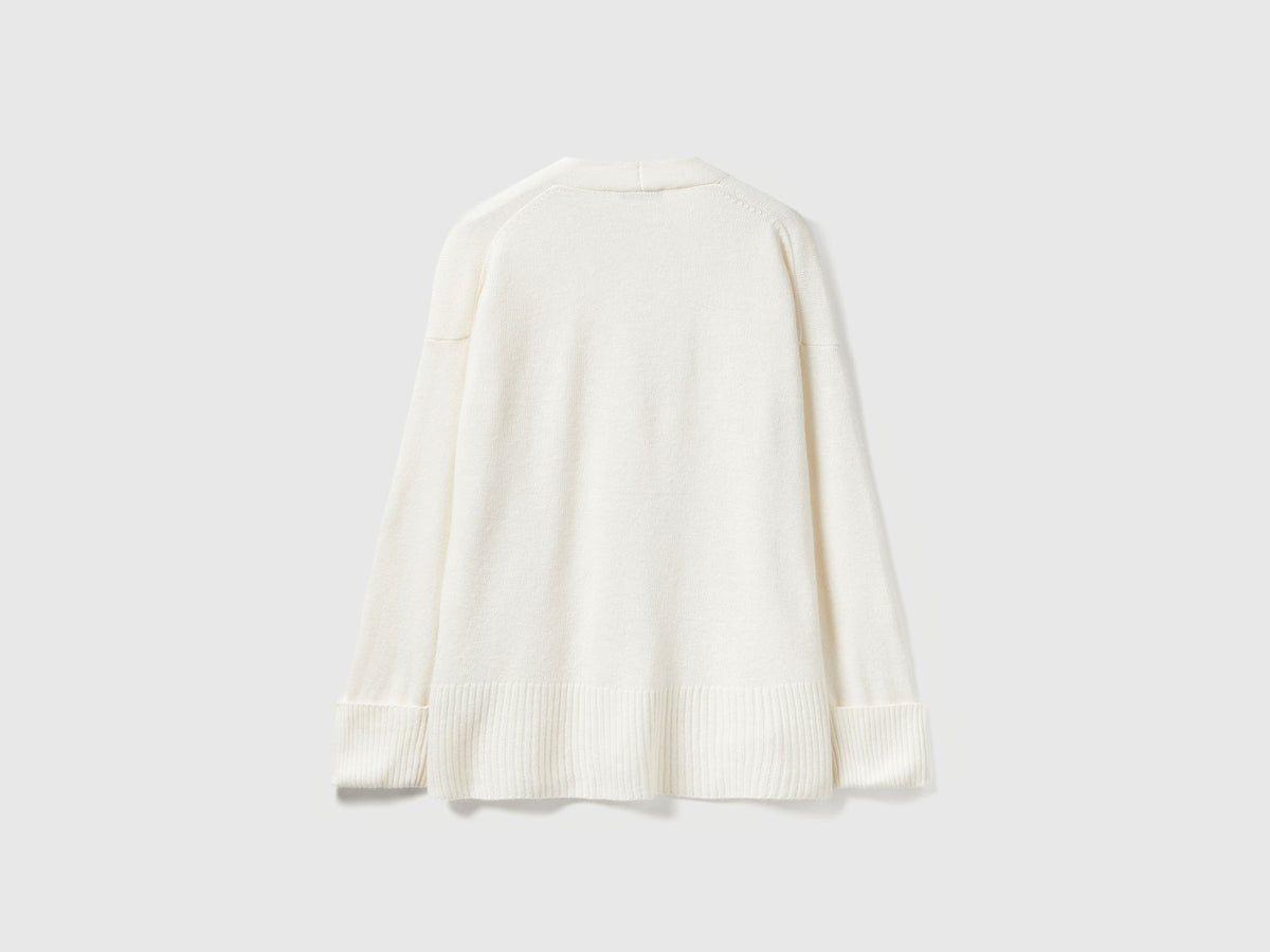 Cardigan over fit in misto lana