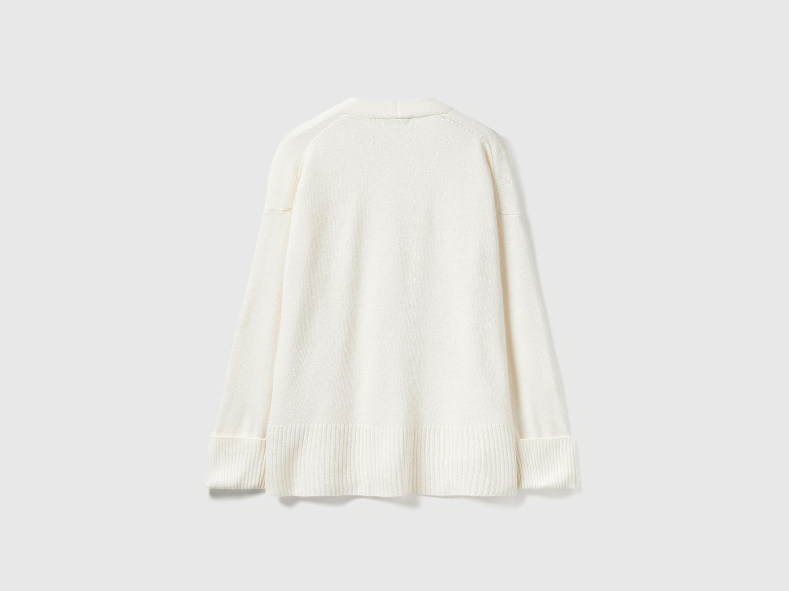 Cardigan over fit in misto lana da donna bianco panna 2 | Benetton Outlet