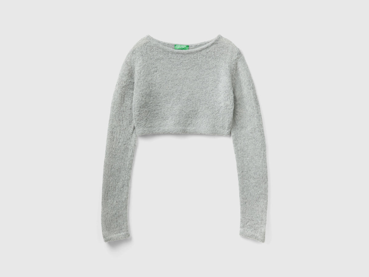 Maglia cropped in misto mohair