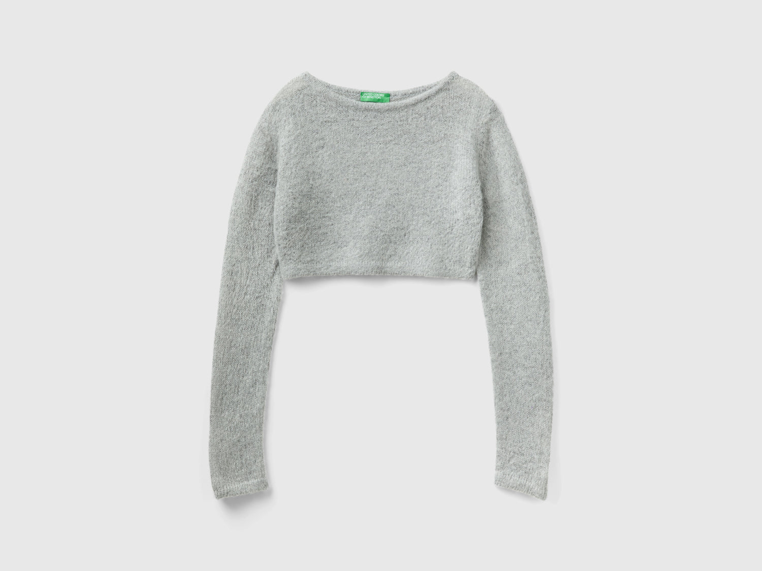 Maglia cropped in misto mohair da donna grigio chiaro | Benetton Outlet