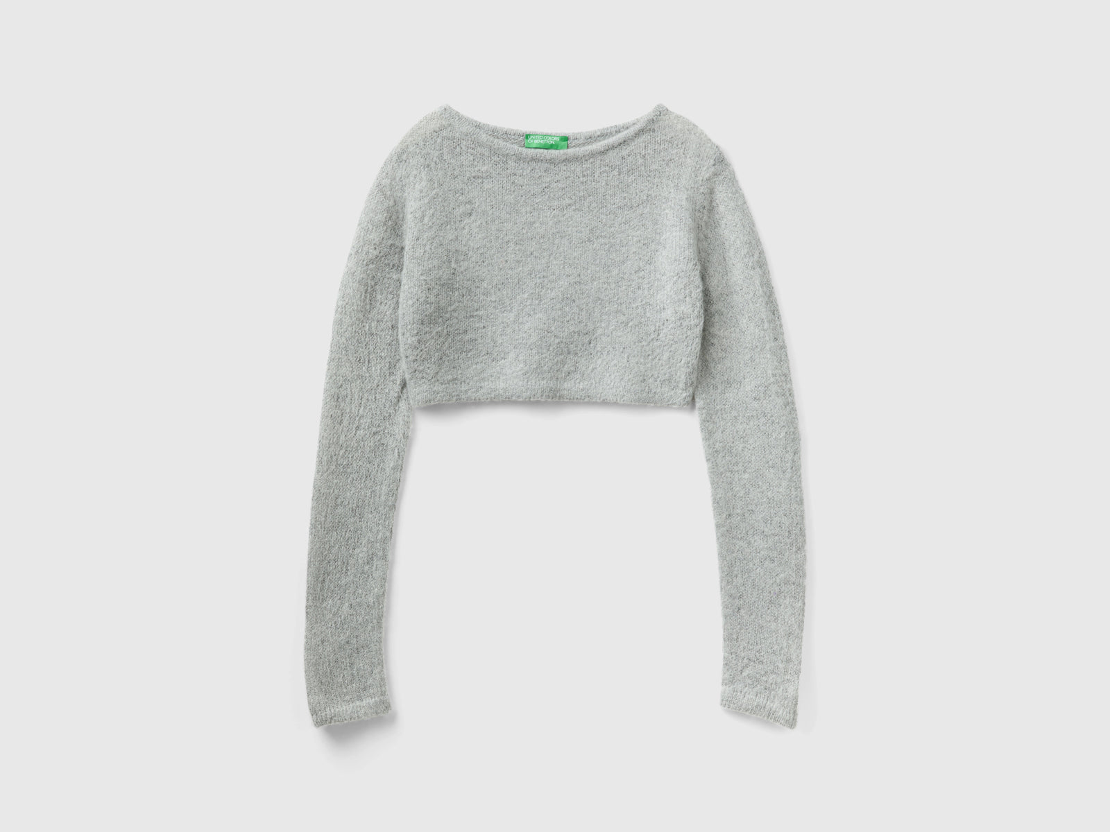 Maglia cropped in misto mohair da donna grigio chiaro | Benetton Outlet