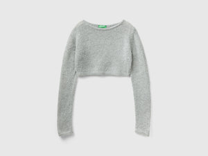 Maglia cropped in misto mohair