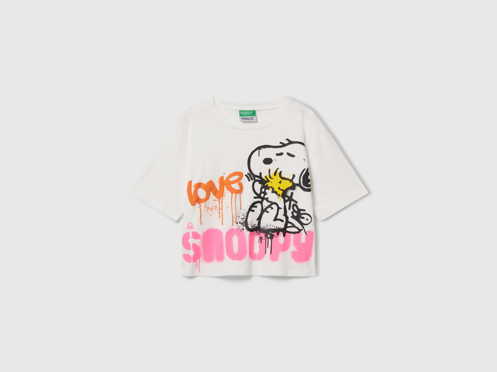 T-shirt boxy fit ©Peanuts da bambina bianco panna | Benetton Outlet
