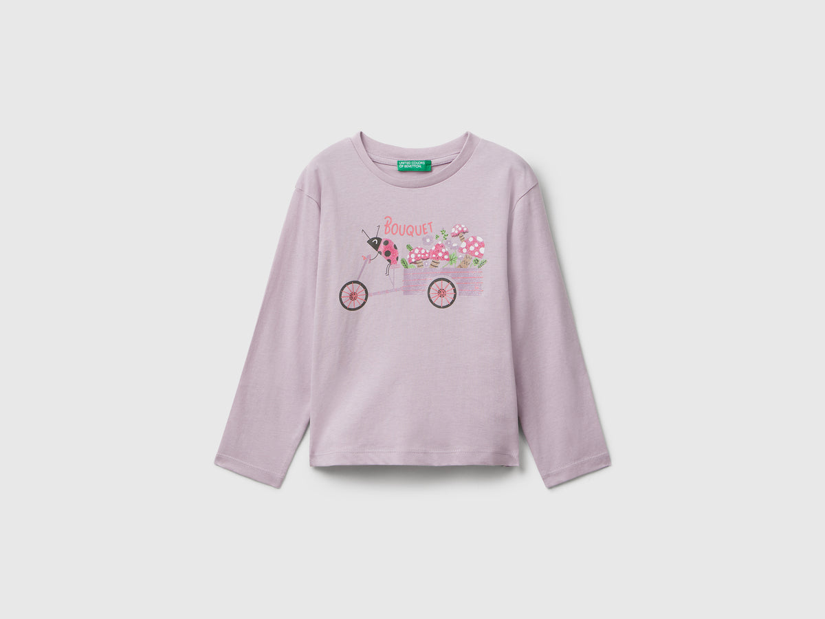 Maglietta in cotone con stampa glitter