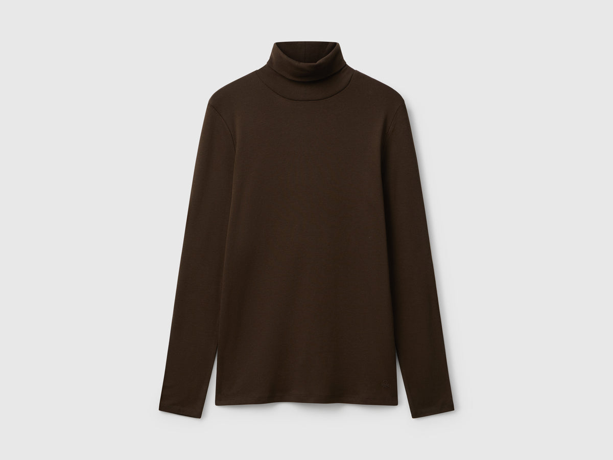 T-shirt a manica lunga con collo alto