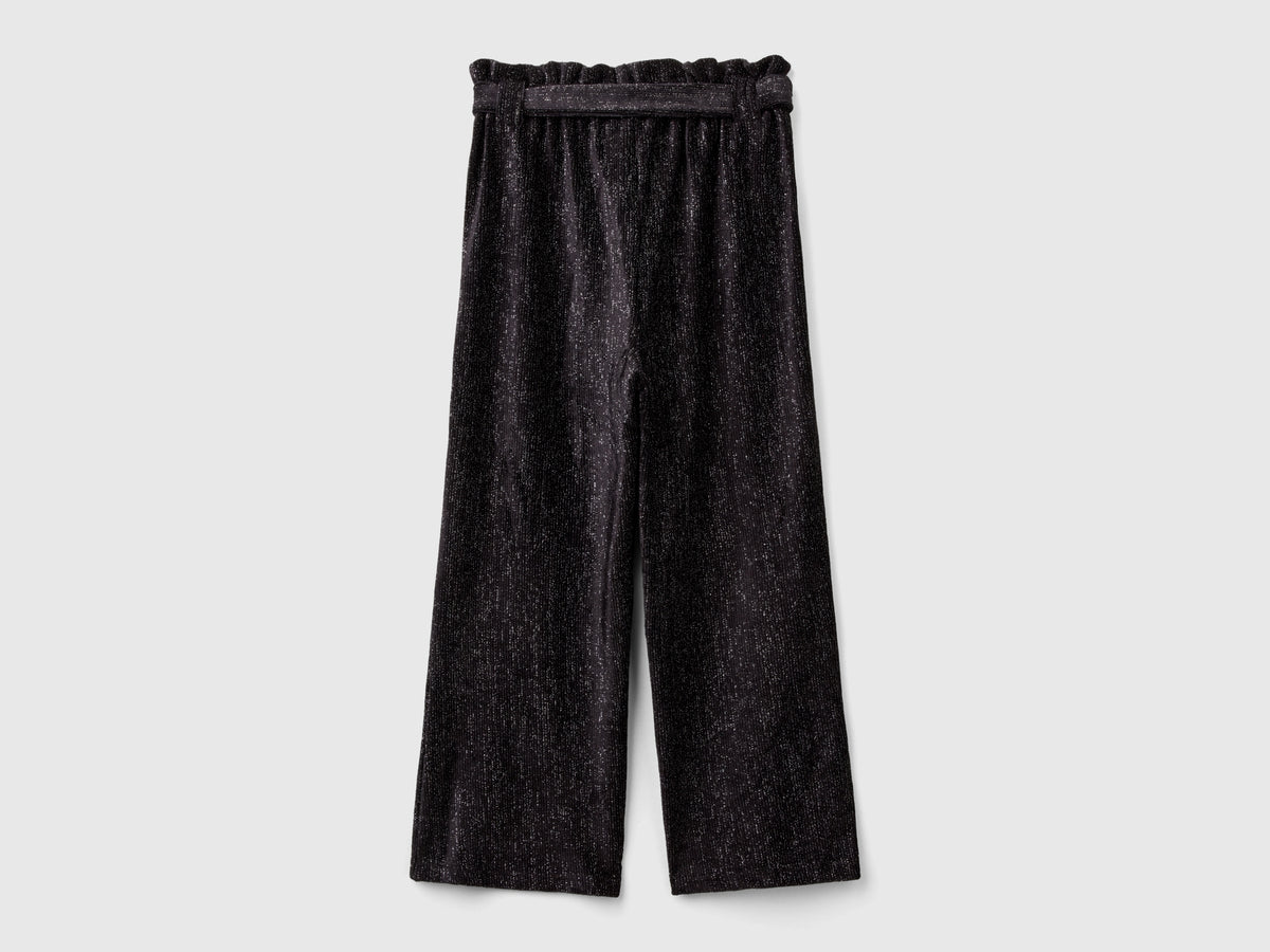Wide-fit trousers with lurex