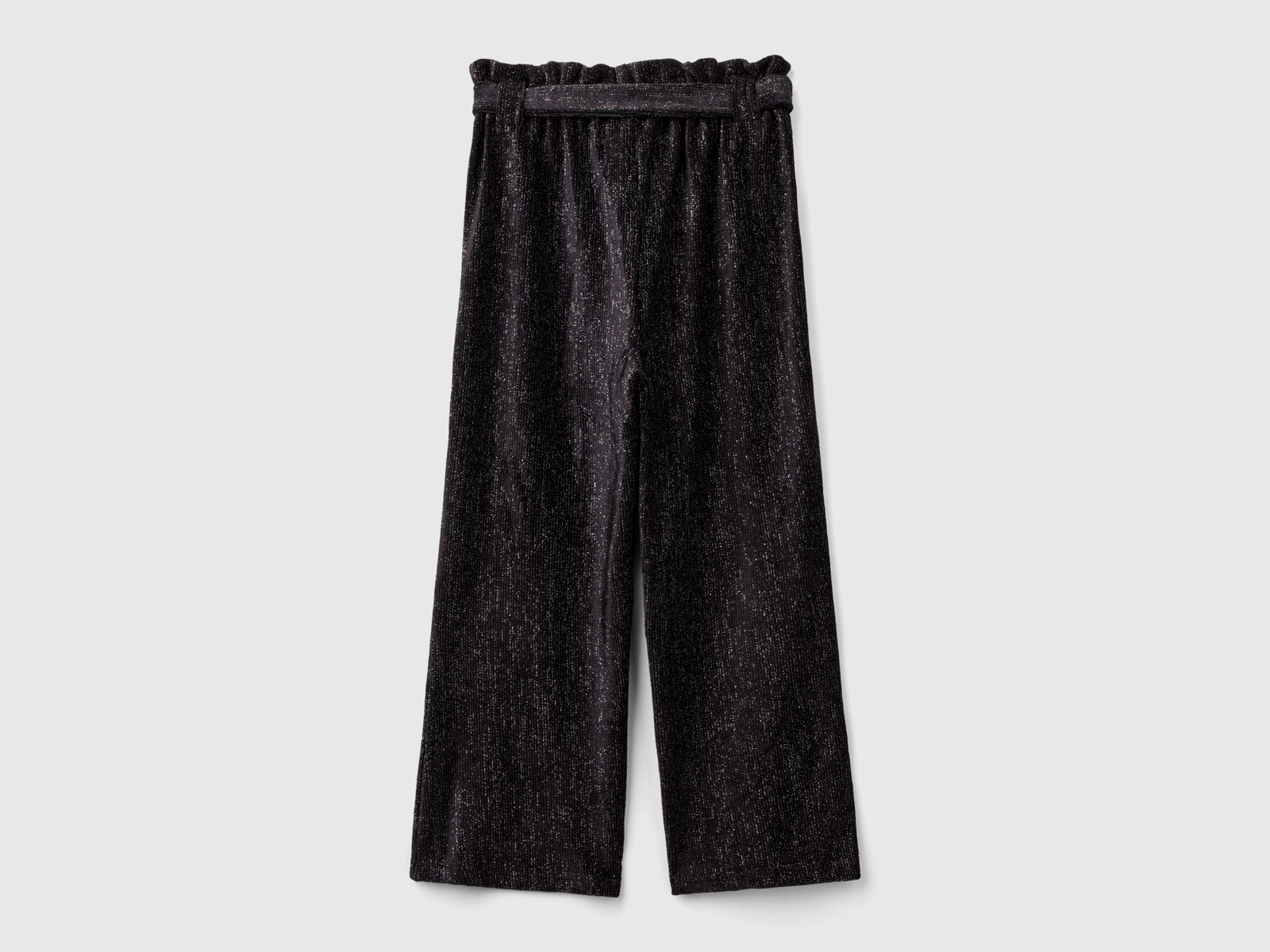 Wide-fit trousers with lurex da bambina nero 2 | Benetton Outlet