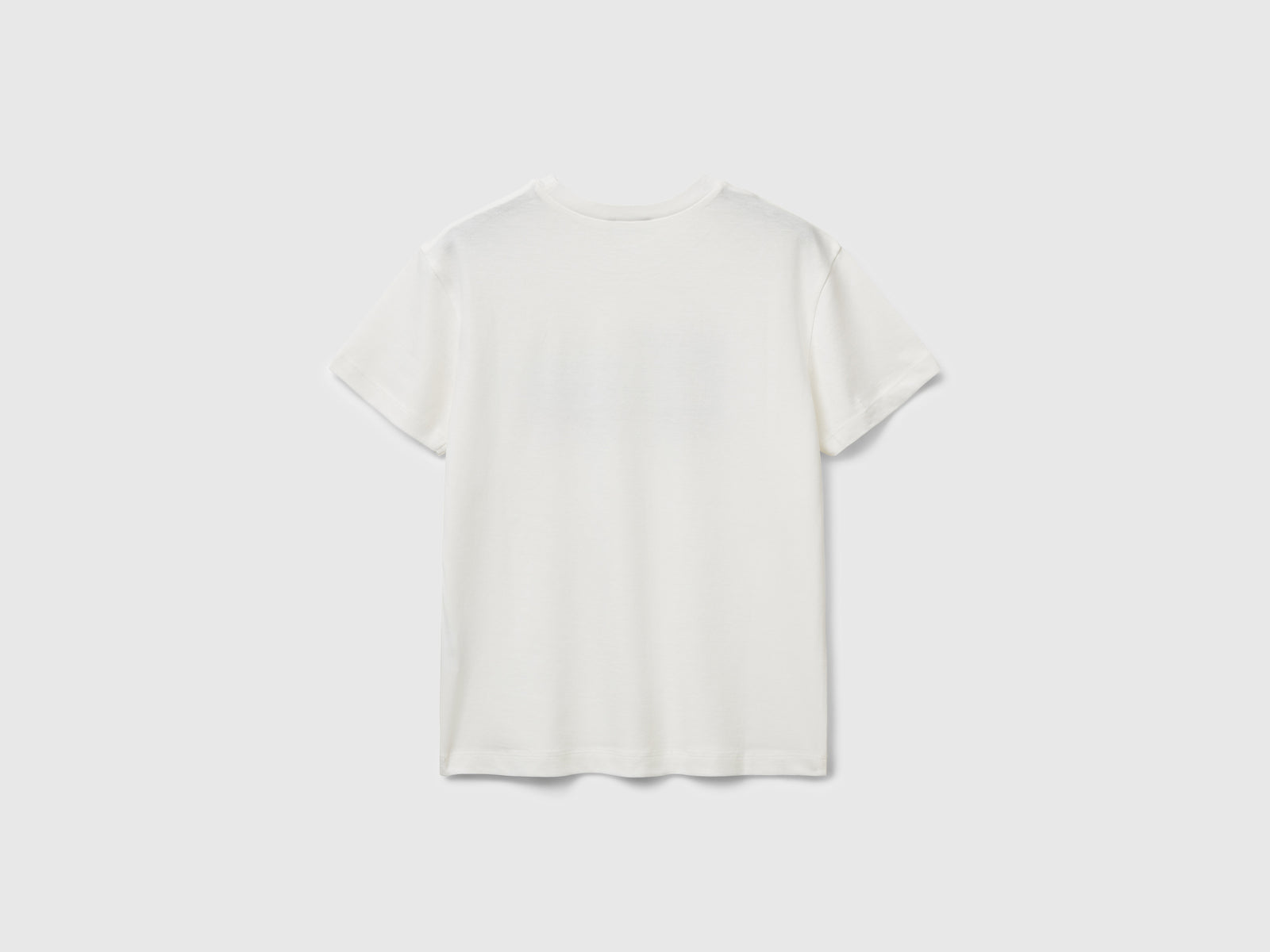 Maglietta in cotone con stampa da bambino bianco panna 2 | Benetton Outlet