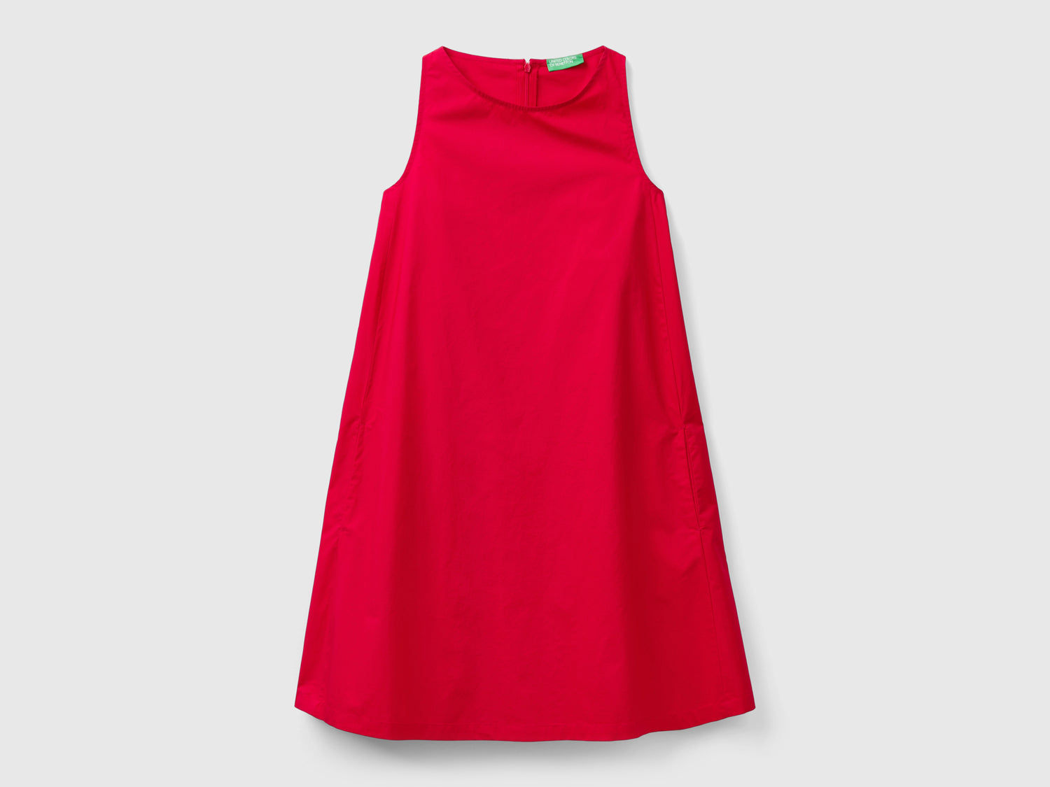 Abito smanicato a trapezio da donna rosso | Benetton Outlet