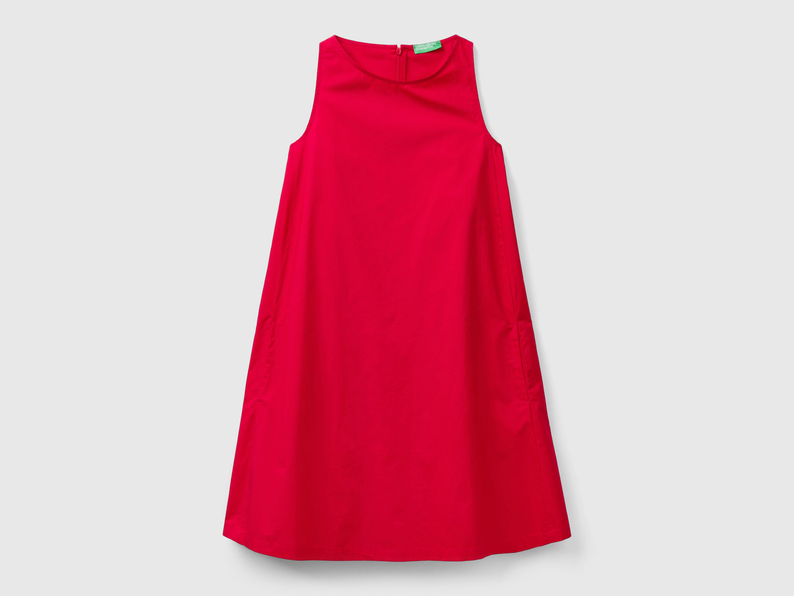 Abito smanicato a trapezio da donna rosso | Benetton Outlet