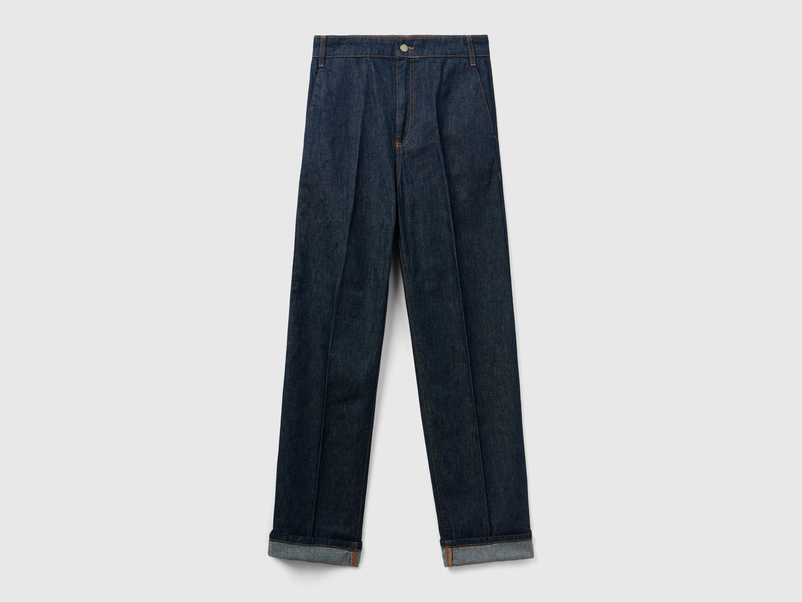 Jeans straight a vita alta da donna blu scuro | Benetton Outlet