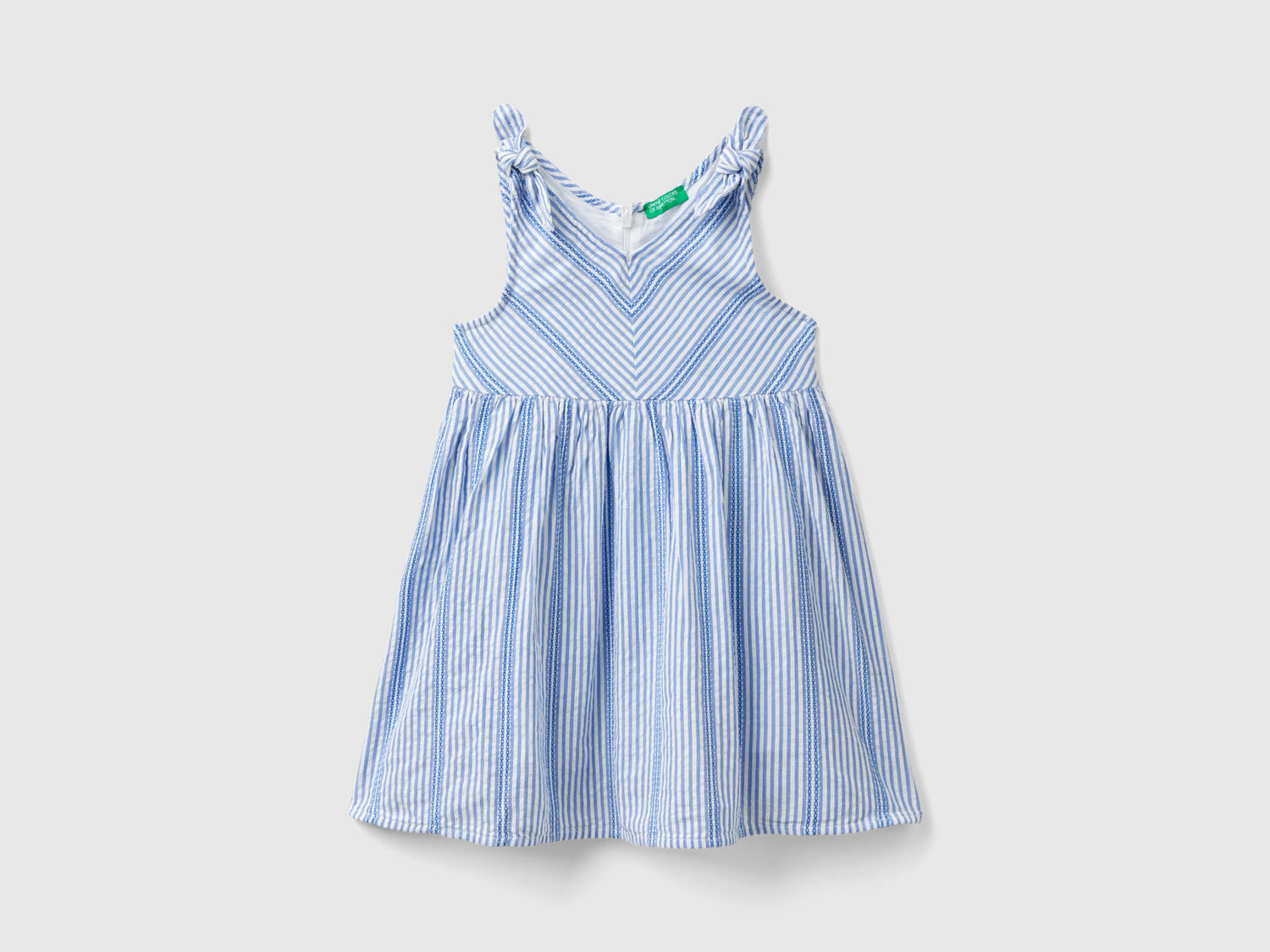 Vestito a righe in cotone leggero da bimba azzurro | Benetton Outlet