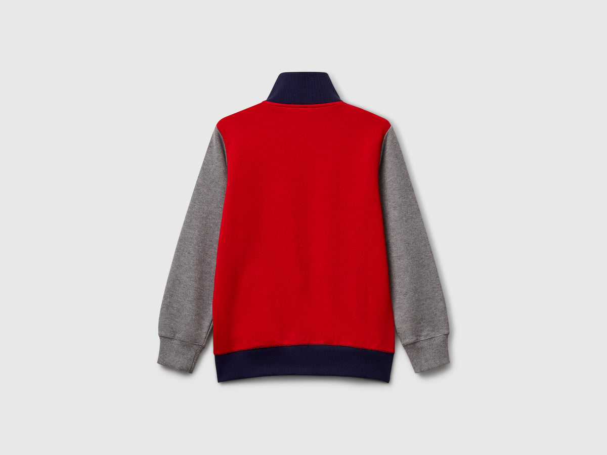 Felpa con zip in puro cotone
