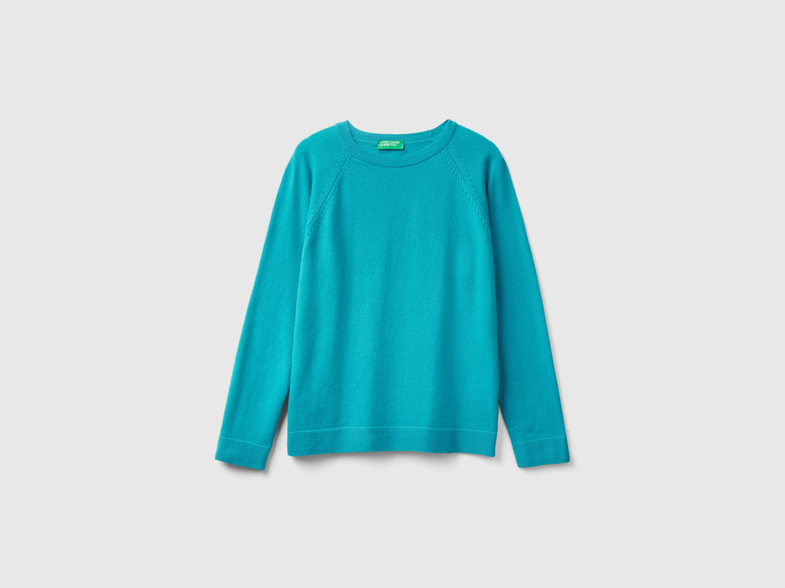 Maglia girocollo azzurra in misto lana e cashmere da donna azzurro | Benetton Outlet