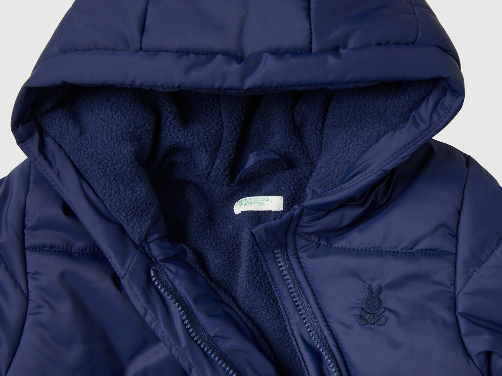 Giubbino imbottito con cappuccio da neonato blu scuro 3 | Benetton Outlet