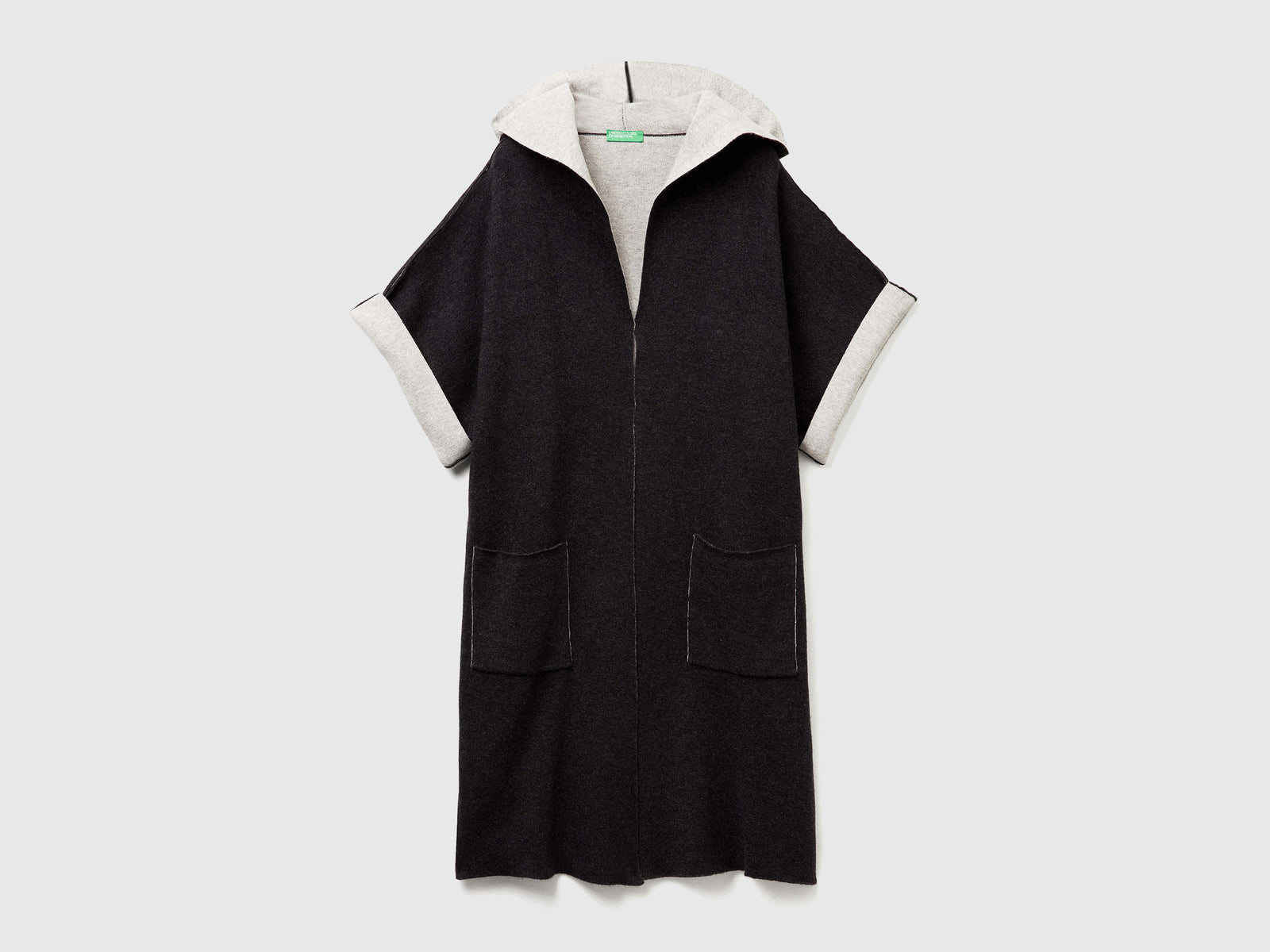 Cappotto aperto reversibile da donna grigio scuro | Benetton Outlet