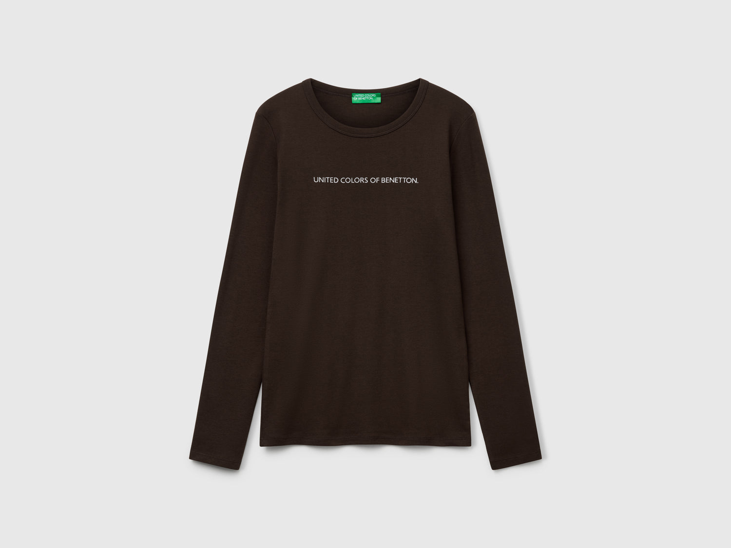 T-shirt a manica lunga 100% cotone da donna marrone | Benetton Outlet