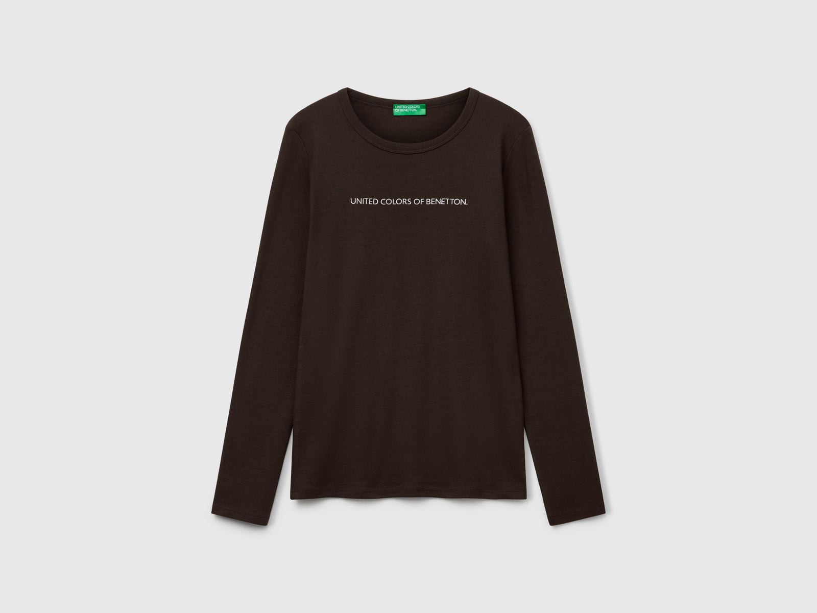 T-shirt a manica lunga 100% cotone da donna marrone | Benetton Outlet