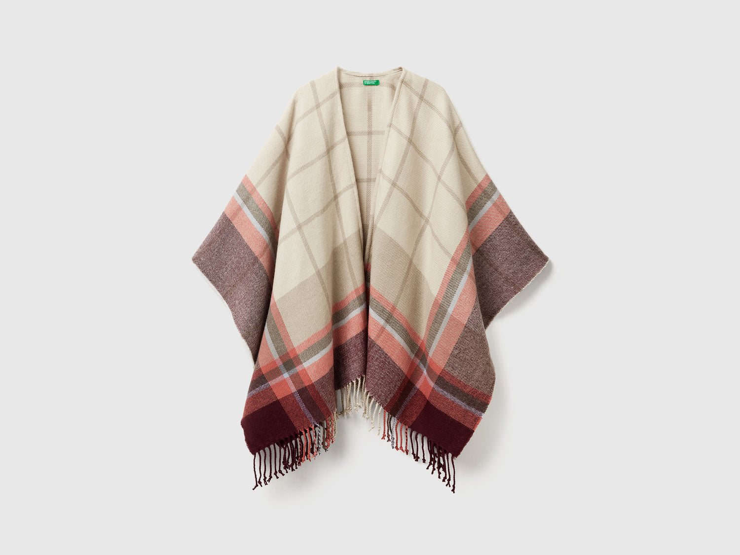 Mantella a quadri jacquard da donna grigio chiaro | Benetton Outlet