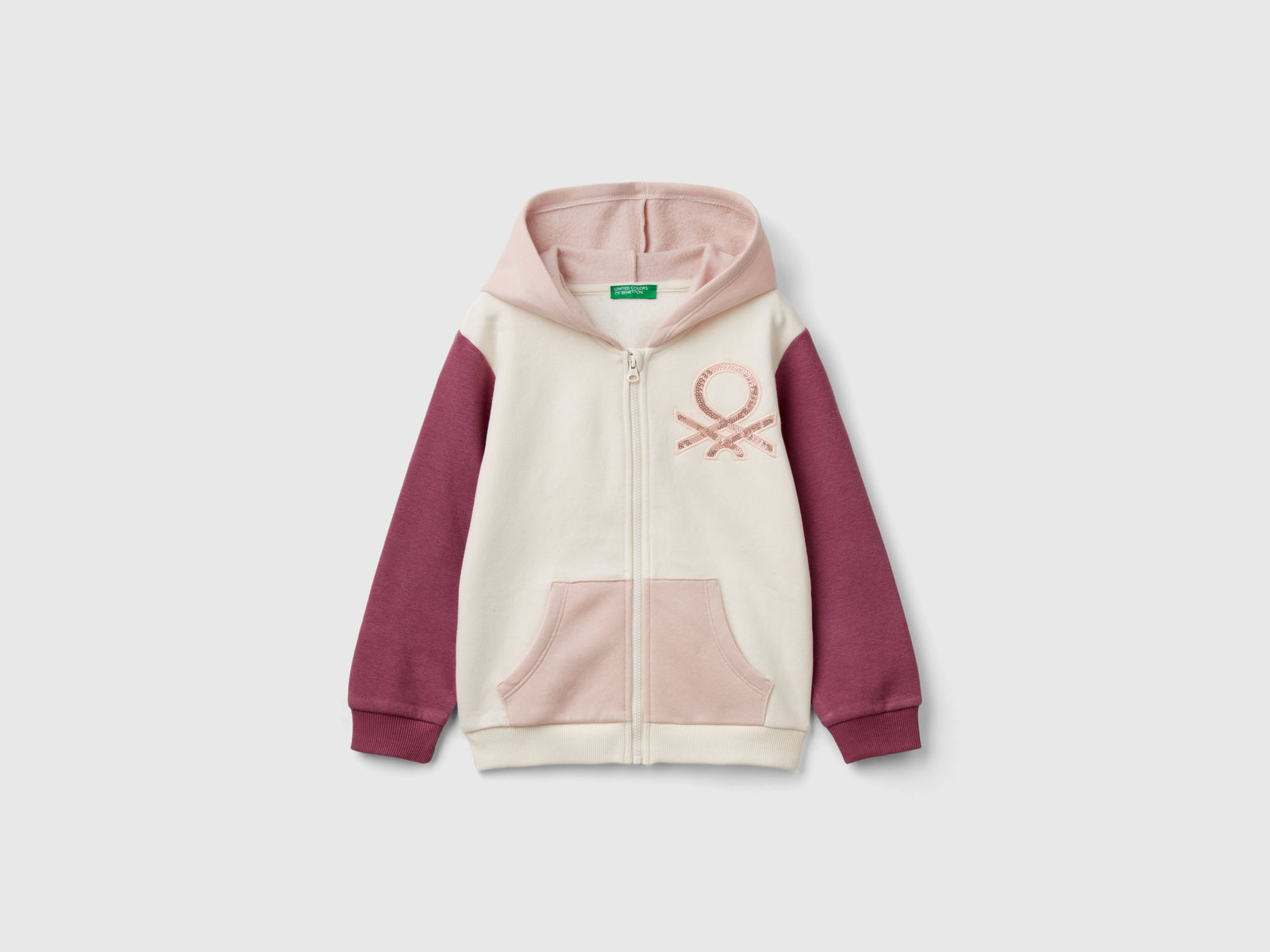 Sequin zip-up hoodie da bimba multi-color | Benetton Outlet