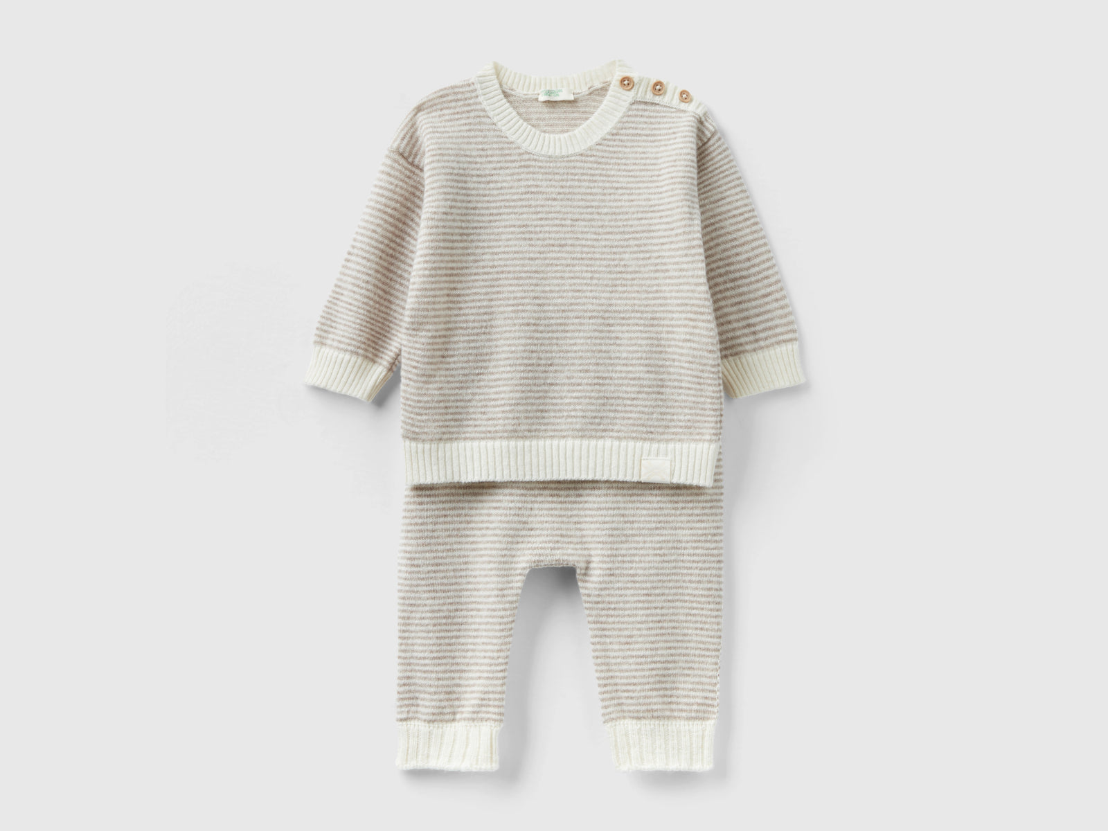Completo in misto cashmere e lana Merino da neonato beige | Benetton Outlet