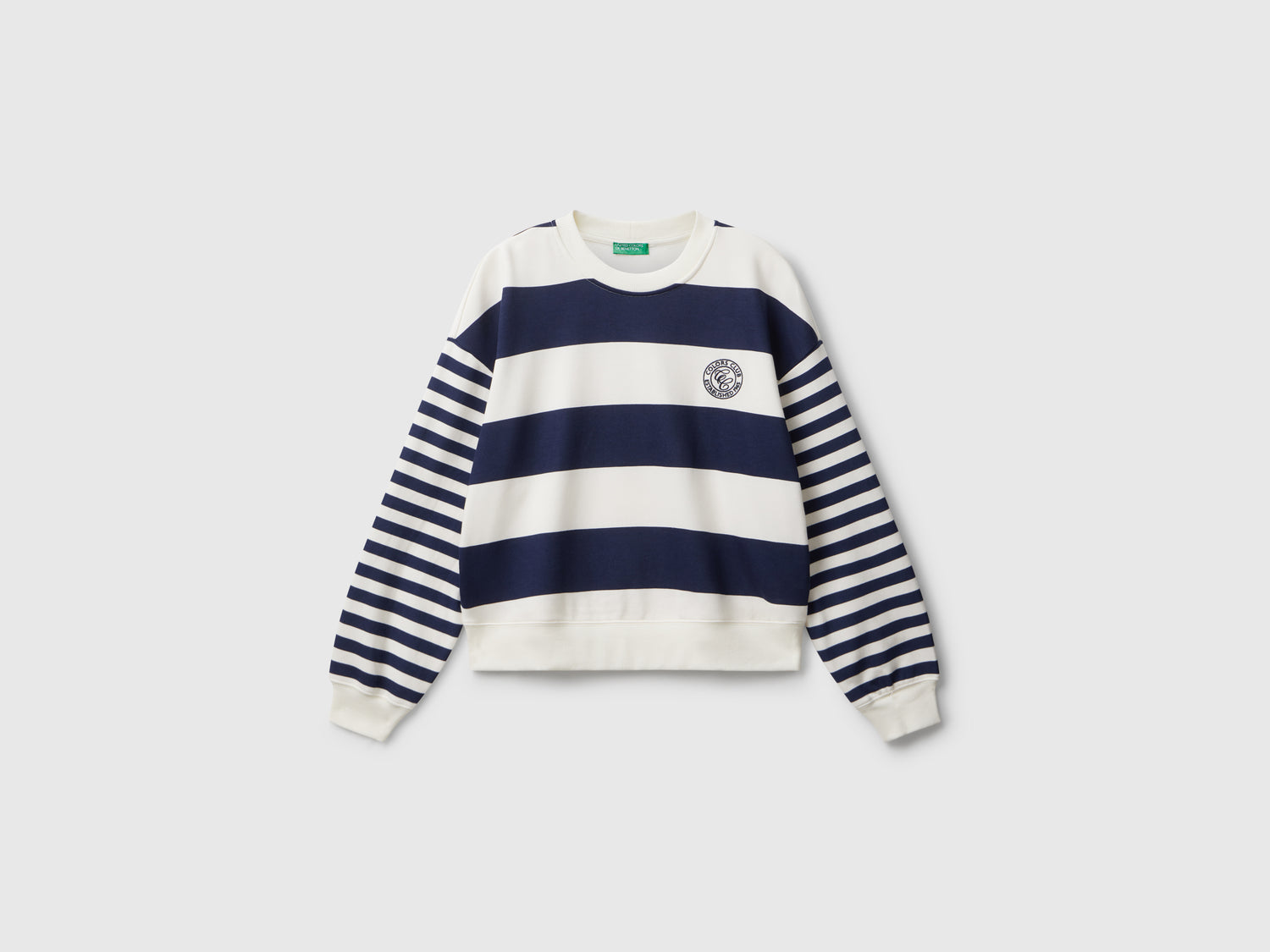 Felpa girocollo a righe da donna blu scuro | Benetton Outlet