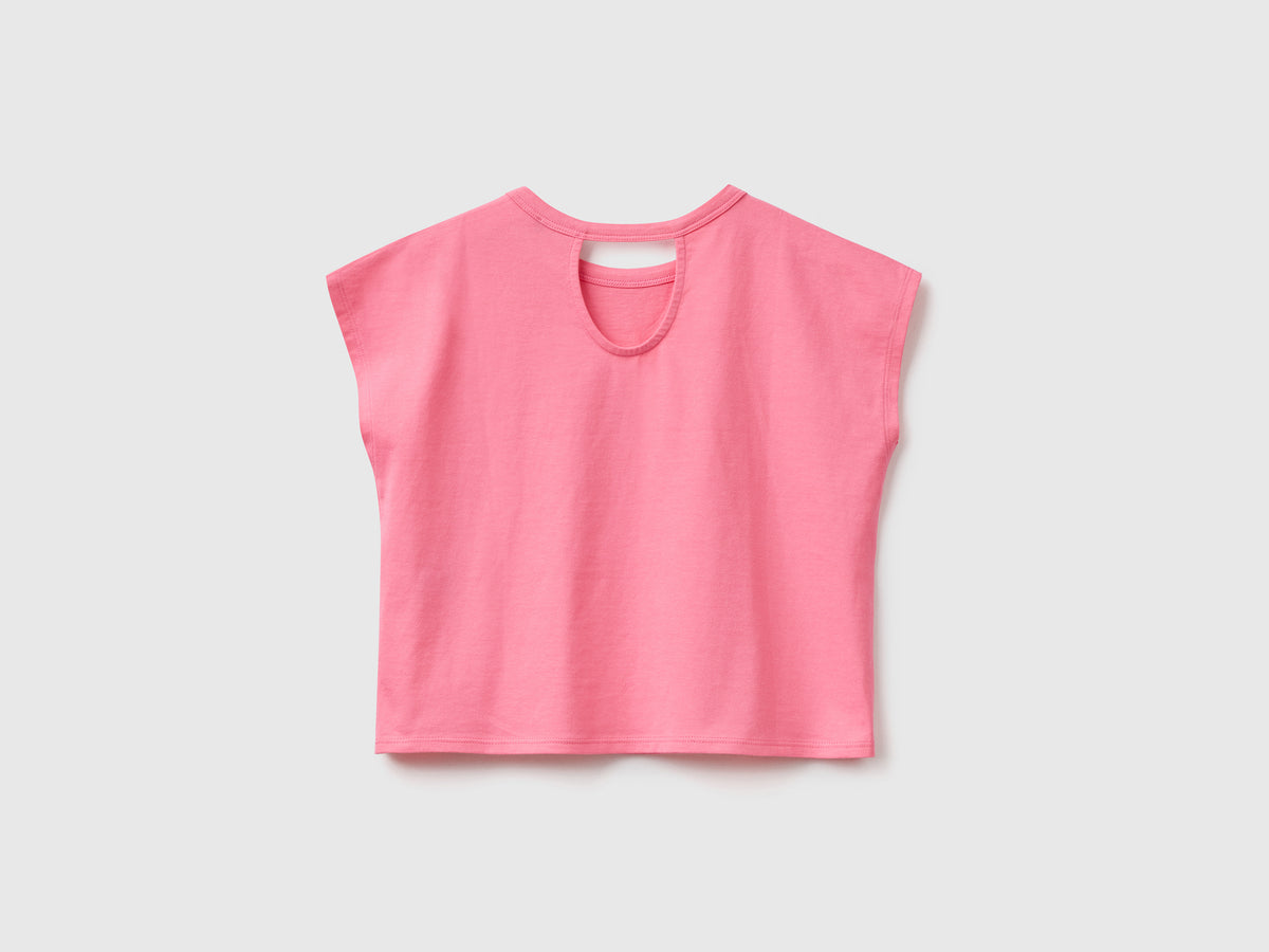T-shirt smanicata in puro cotone