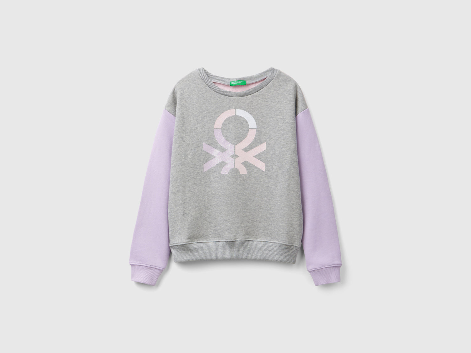 Felpa 100% cotone con logo glitter da bambina multi-color | Benetton Outlet