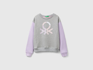 Felpa 100% cotone con logo glitter