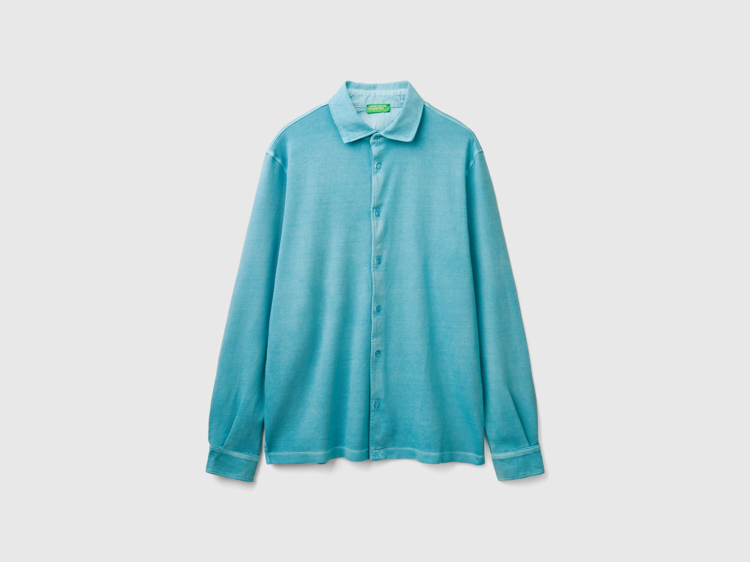Camicia in puro cotone da uomo azzurro | Benetton Outlet