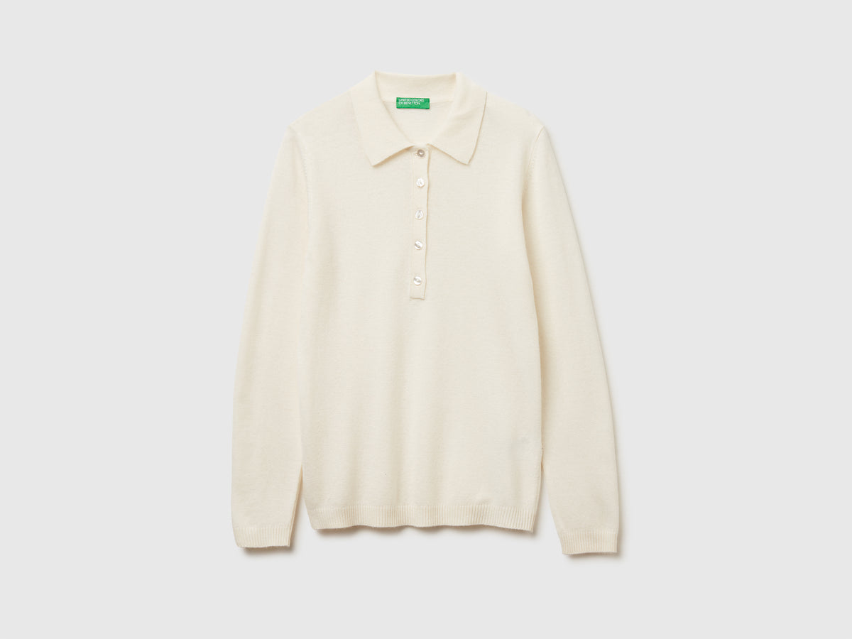 Polo in maglia in misto cashmere