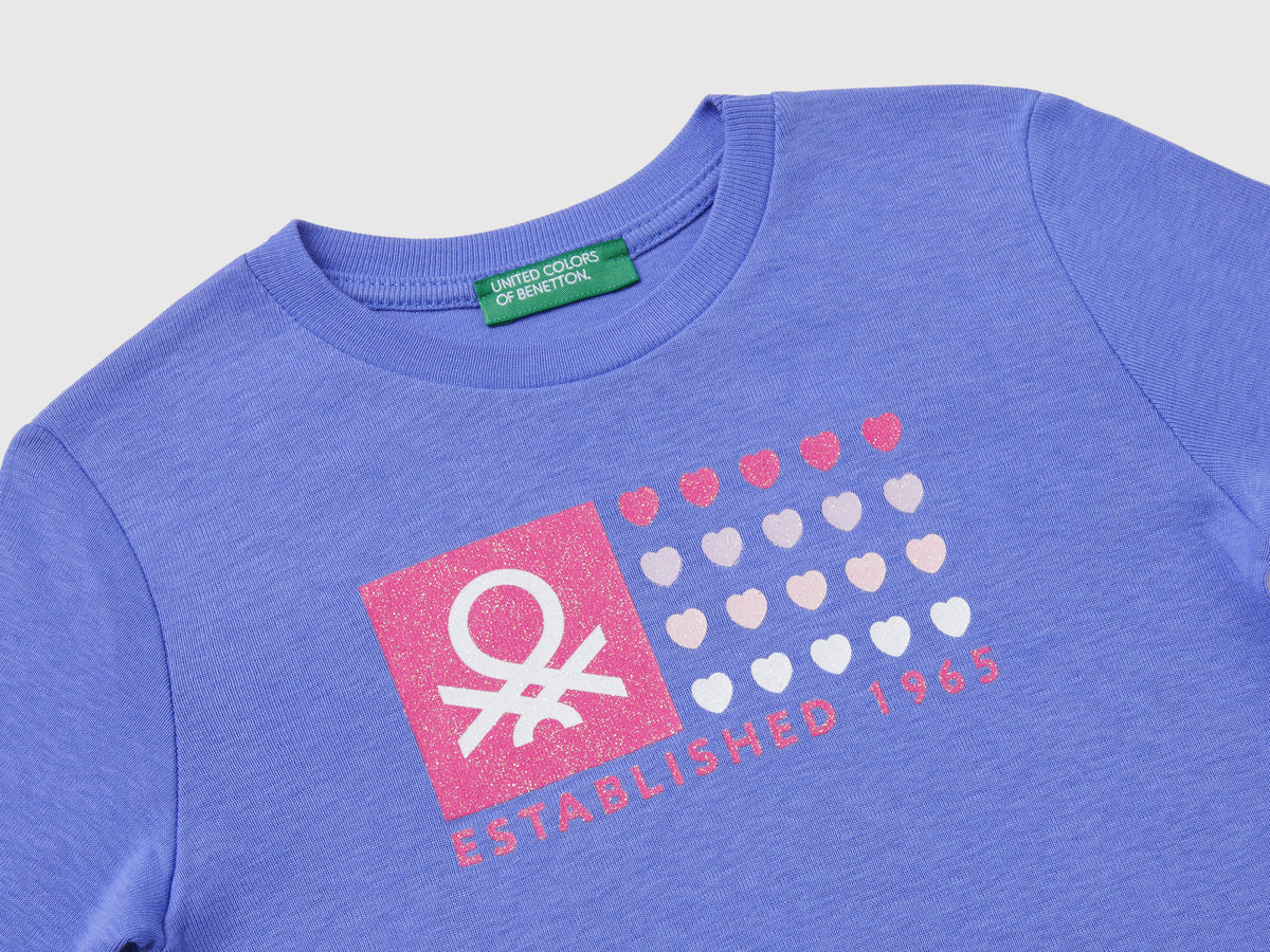 T-shirt con stampa glitter in cotone bio