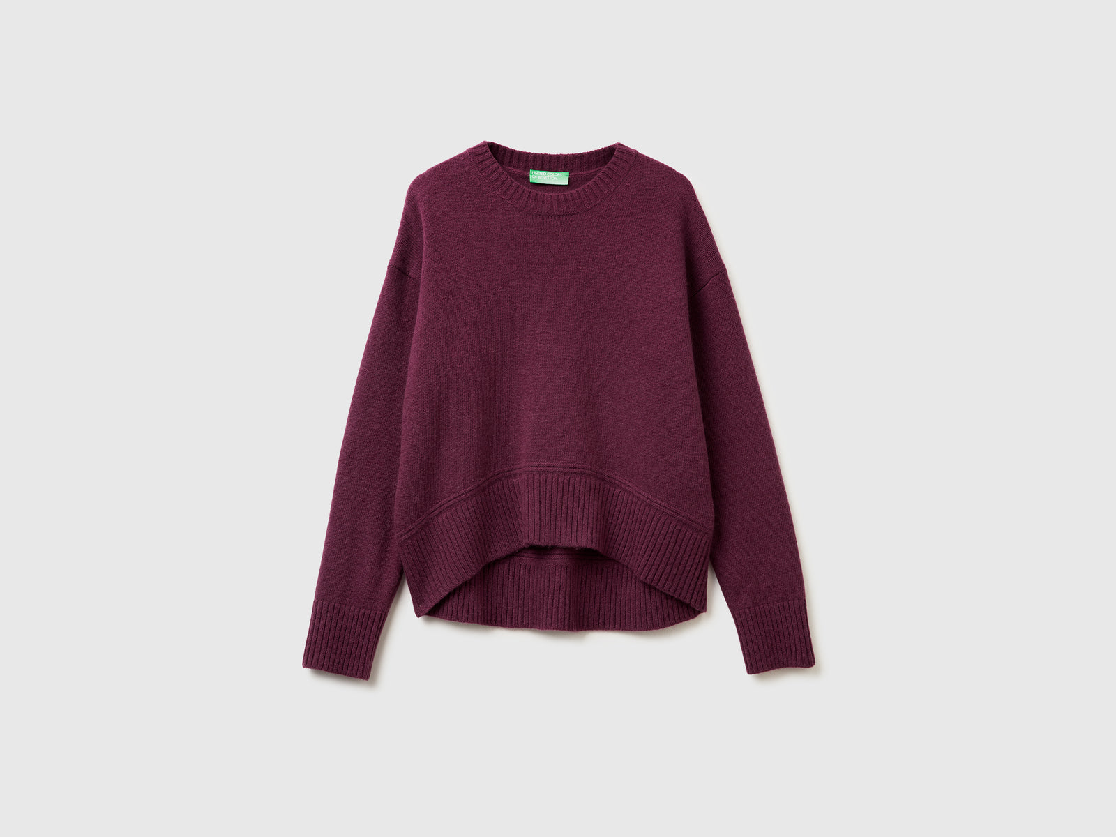 Maglia boxy fit in misto lana da donna prugna | Benetton Outlet