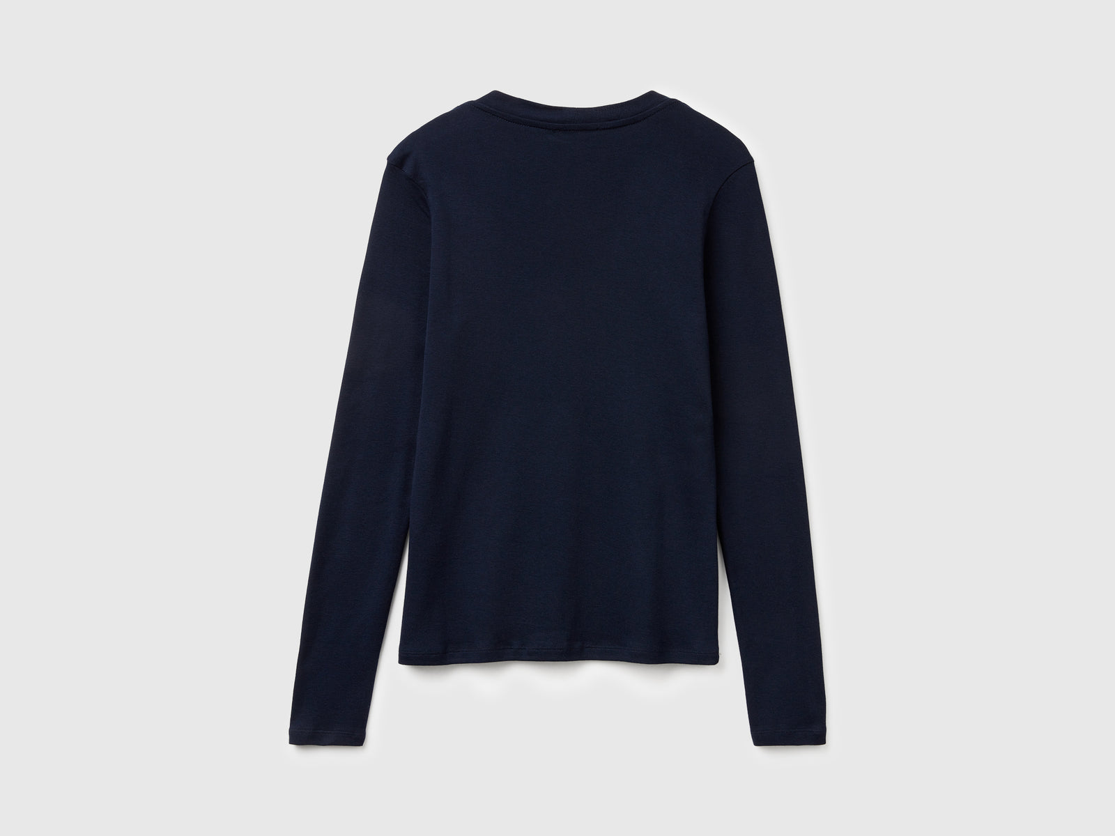 T-shirt manica lunga in puro cotone da donna blu scuro 2 | Benetton Outlet