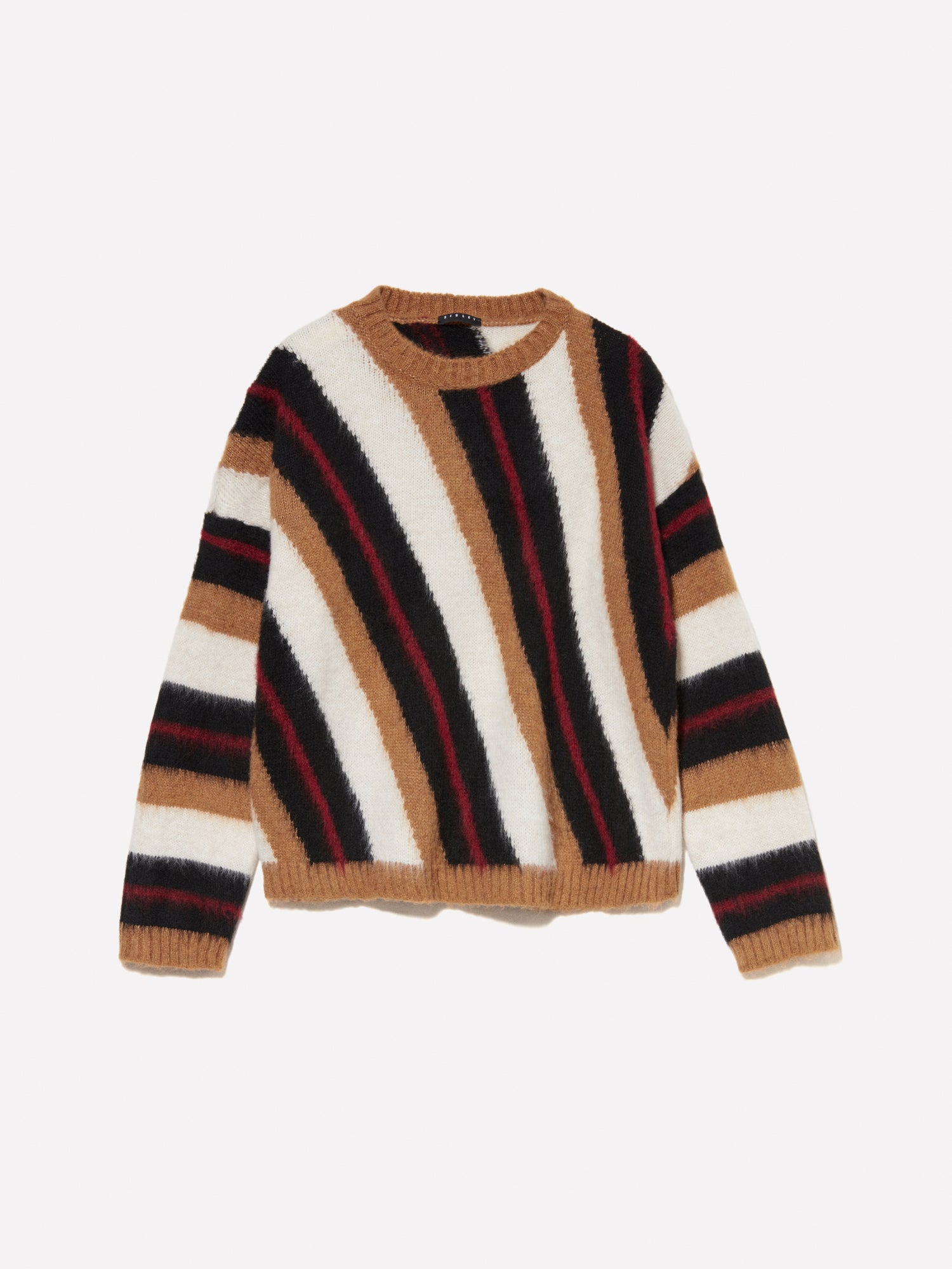 Maglia con intarsio a righe cammello da donna multi-color | Sisley Outlet